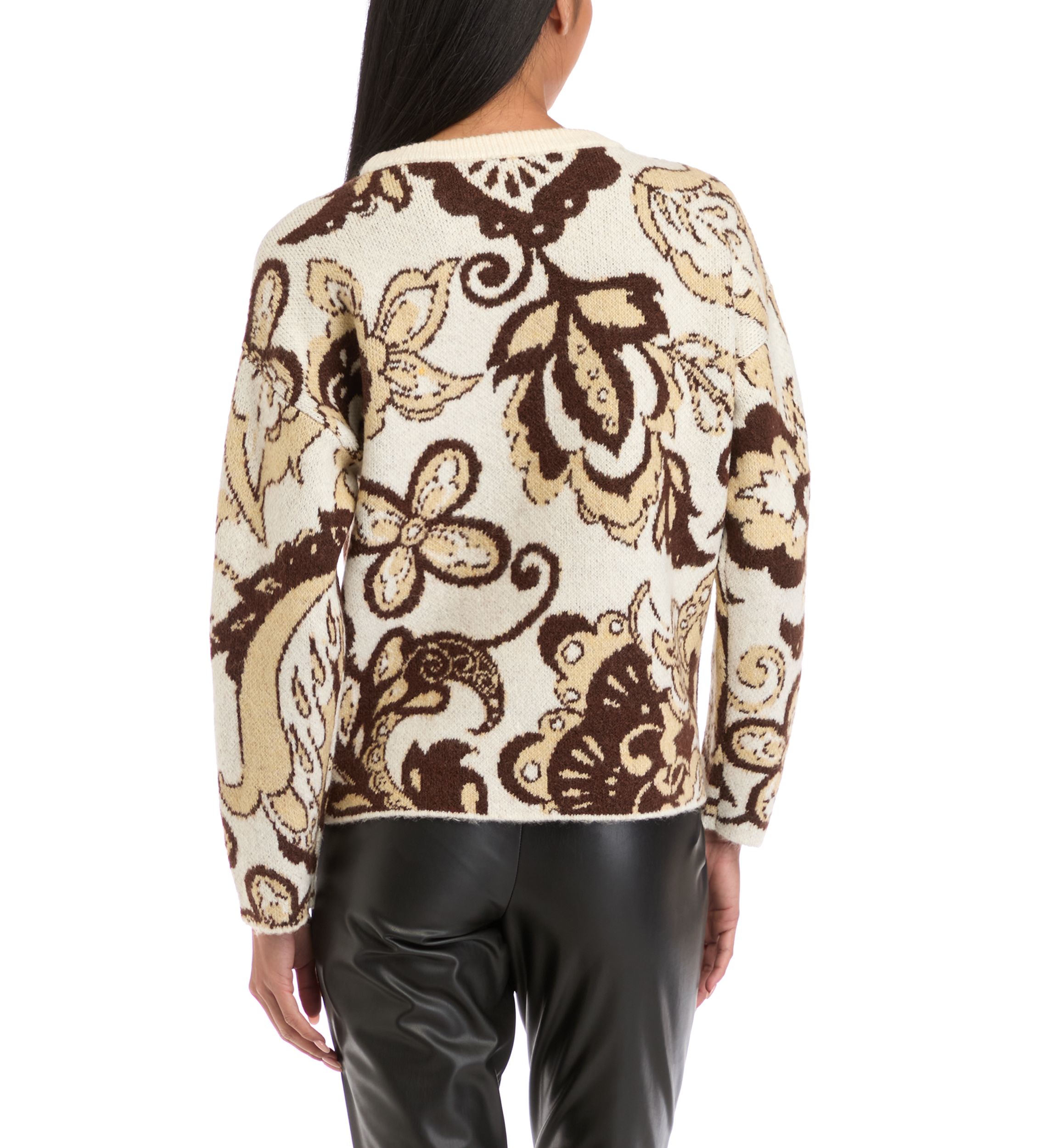 Petite Crew Neck Printed Pullover 