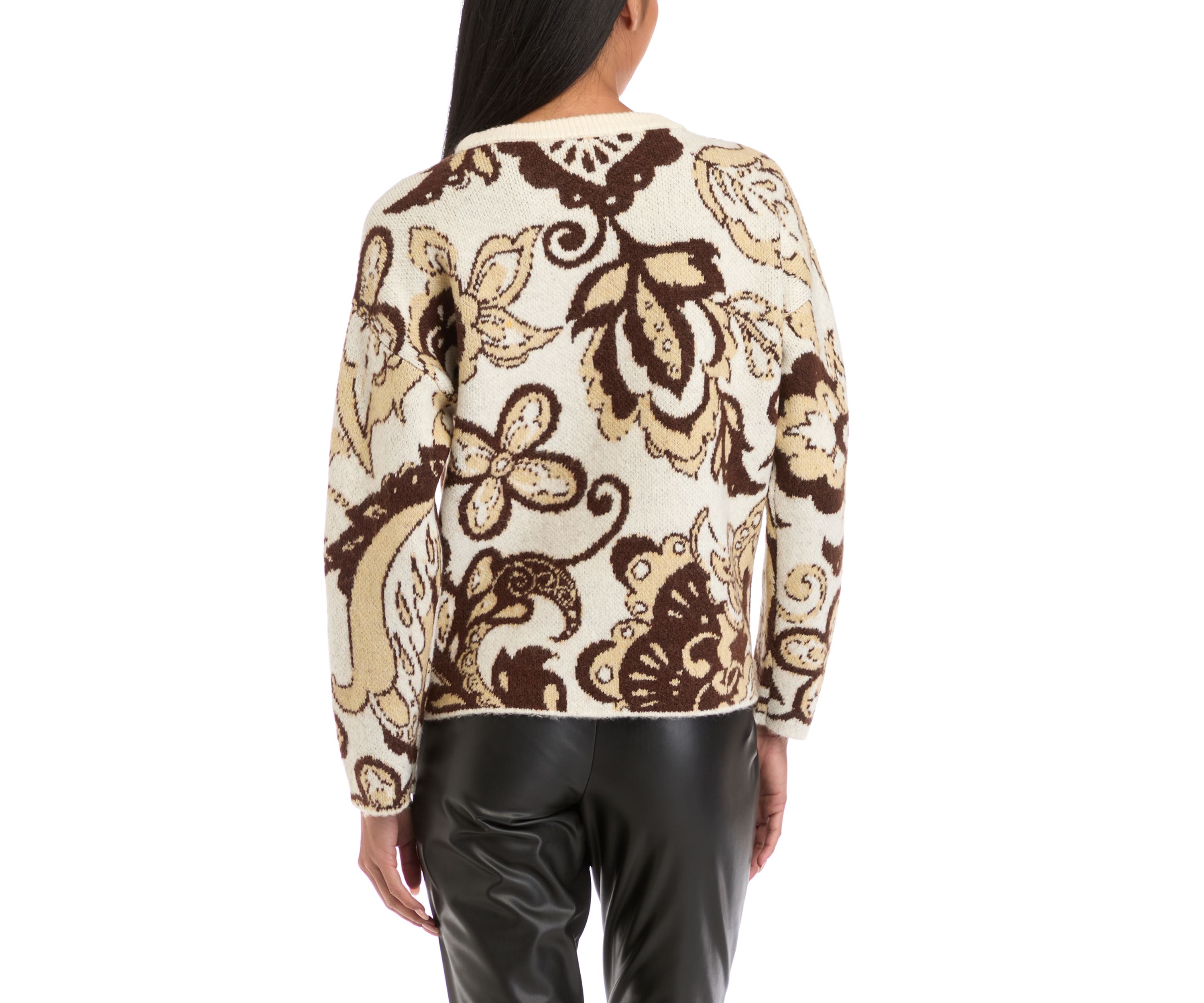 Petite Crew Neck Printed Pullover 