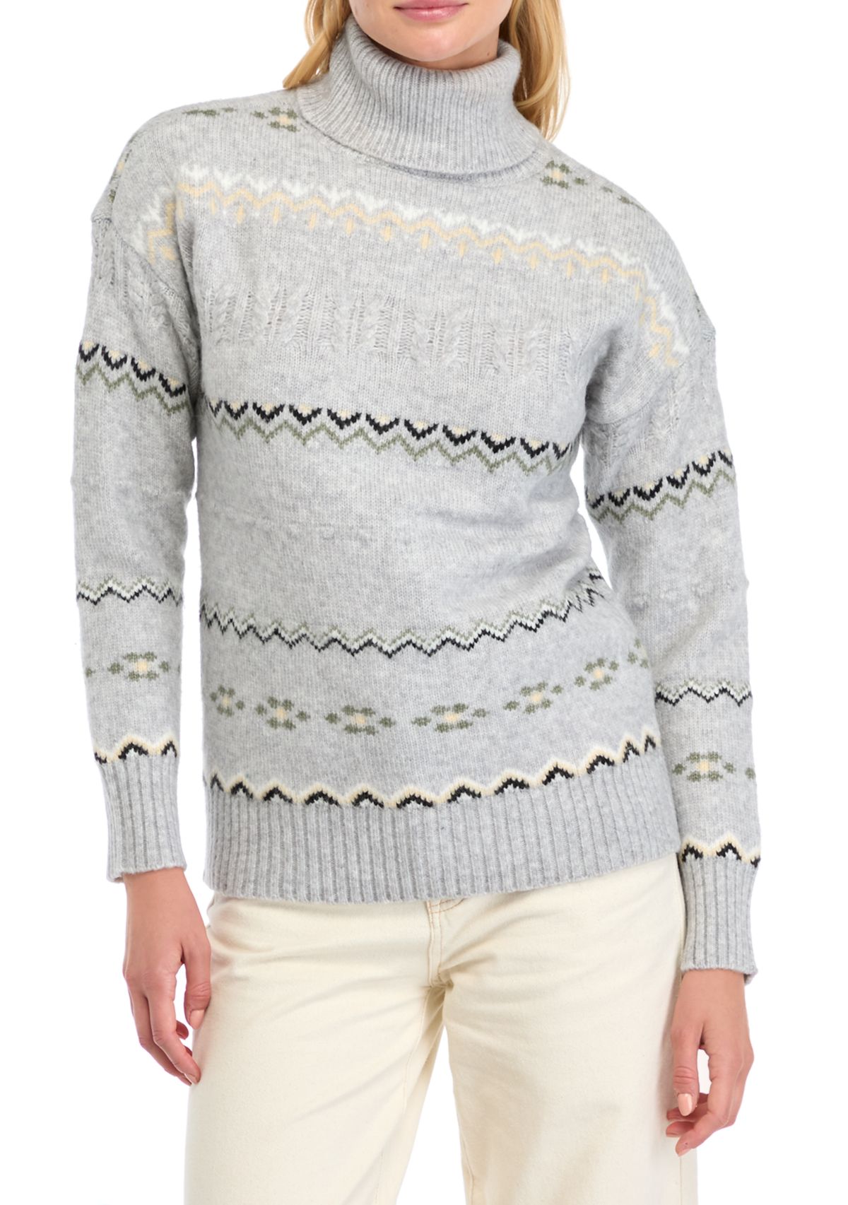 Womens Fair Isle Turtleneck Sweater 