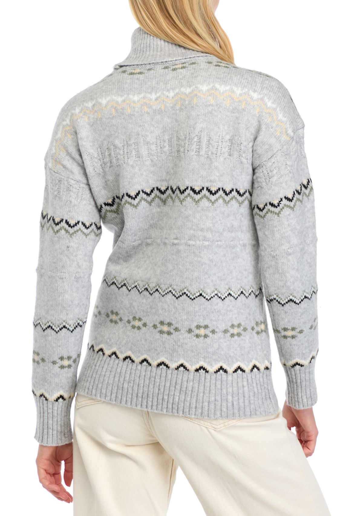 Womens Fair Isle Turtleneck Sweater 