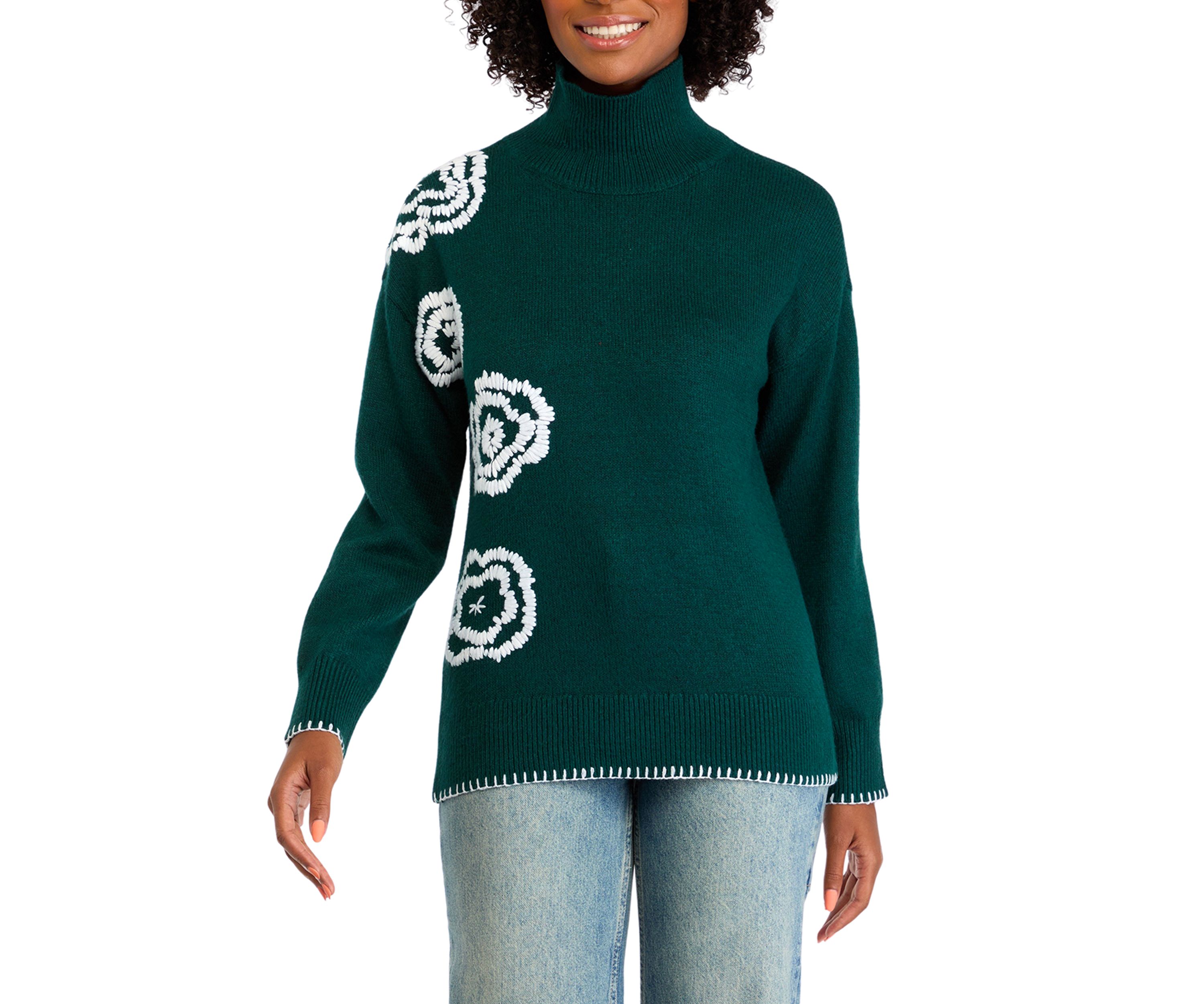 Womens Appliqué Knit Sweater