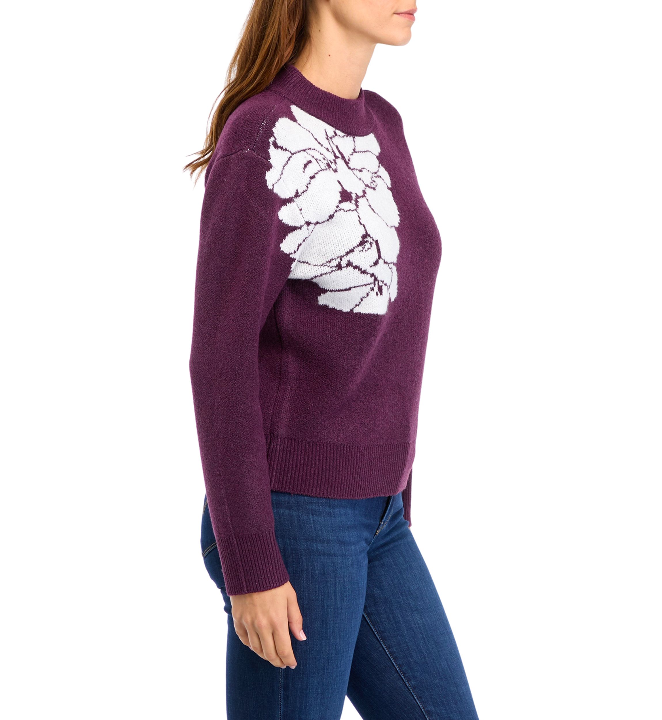Womens Flower Intarsia Sweater 
