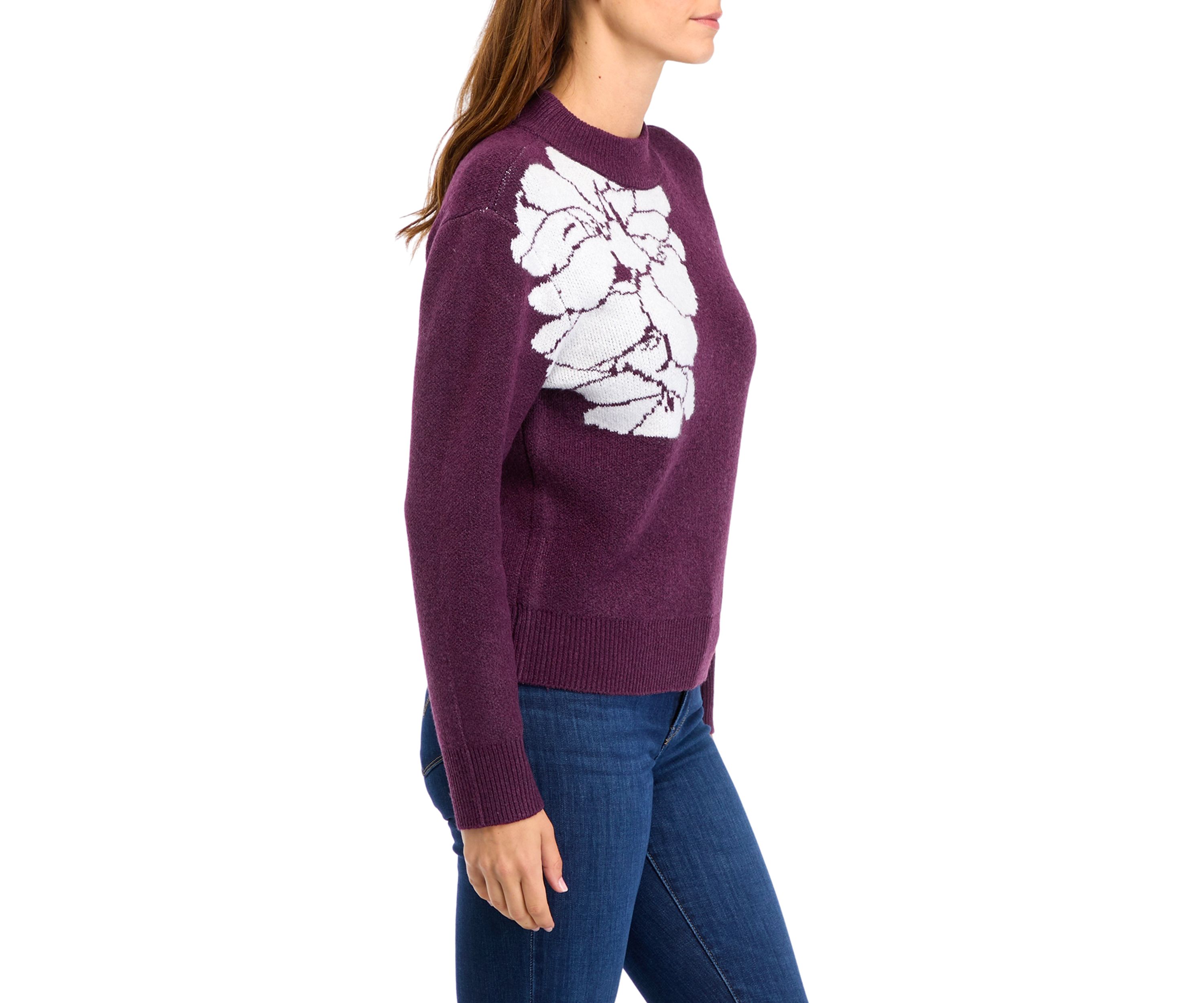 Womens Flower Intarsia Sweater 