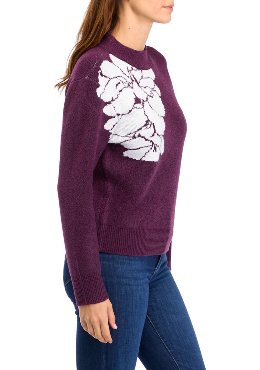 Womens Flower Intarsia Sweater 