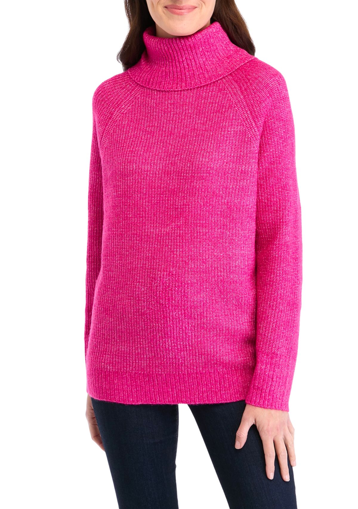 Womens Turtleneck Shaker Sweater