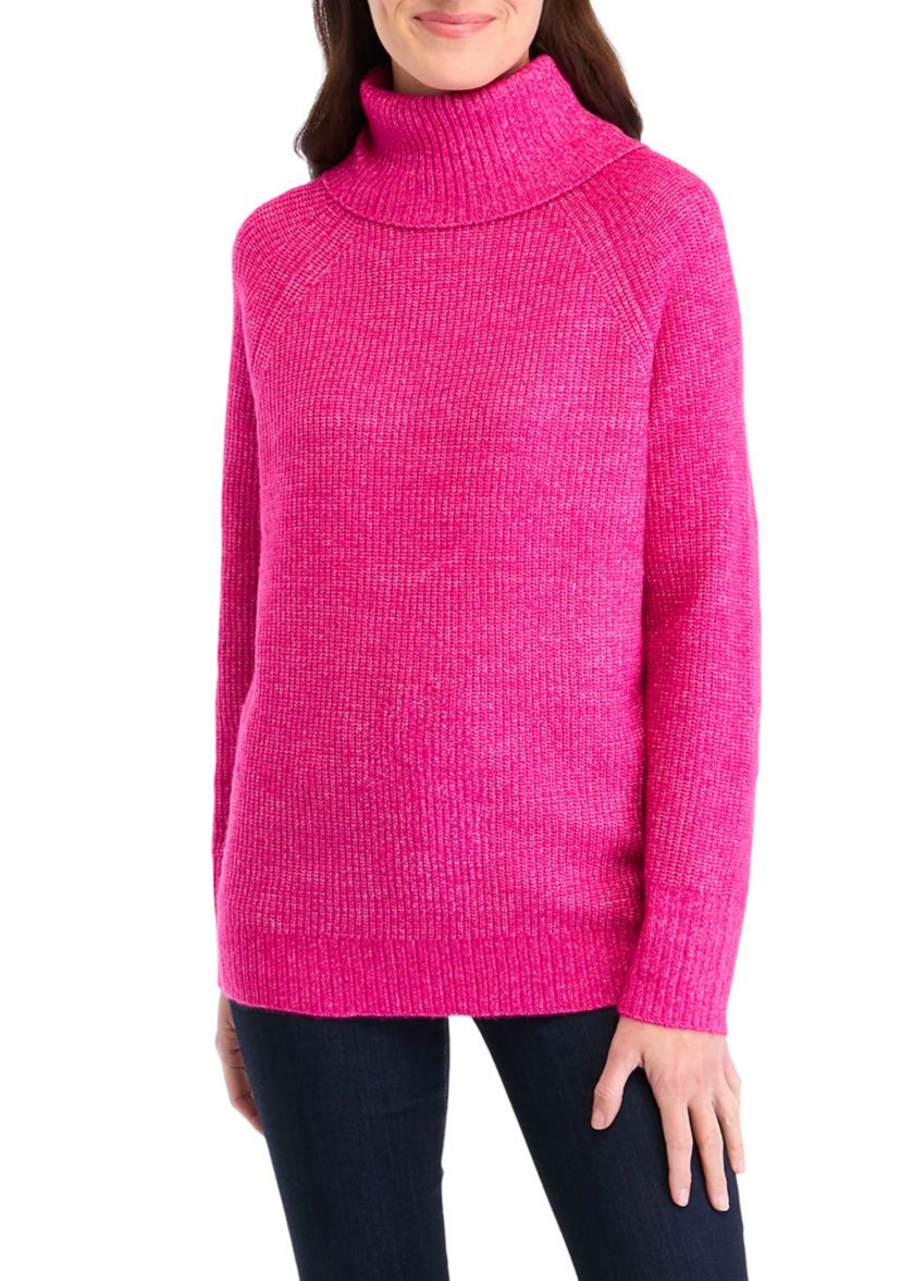Womens Turtleneck Shaker Sweater