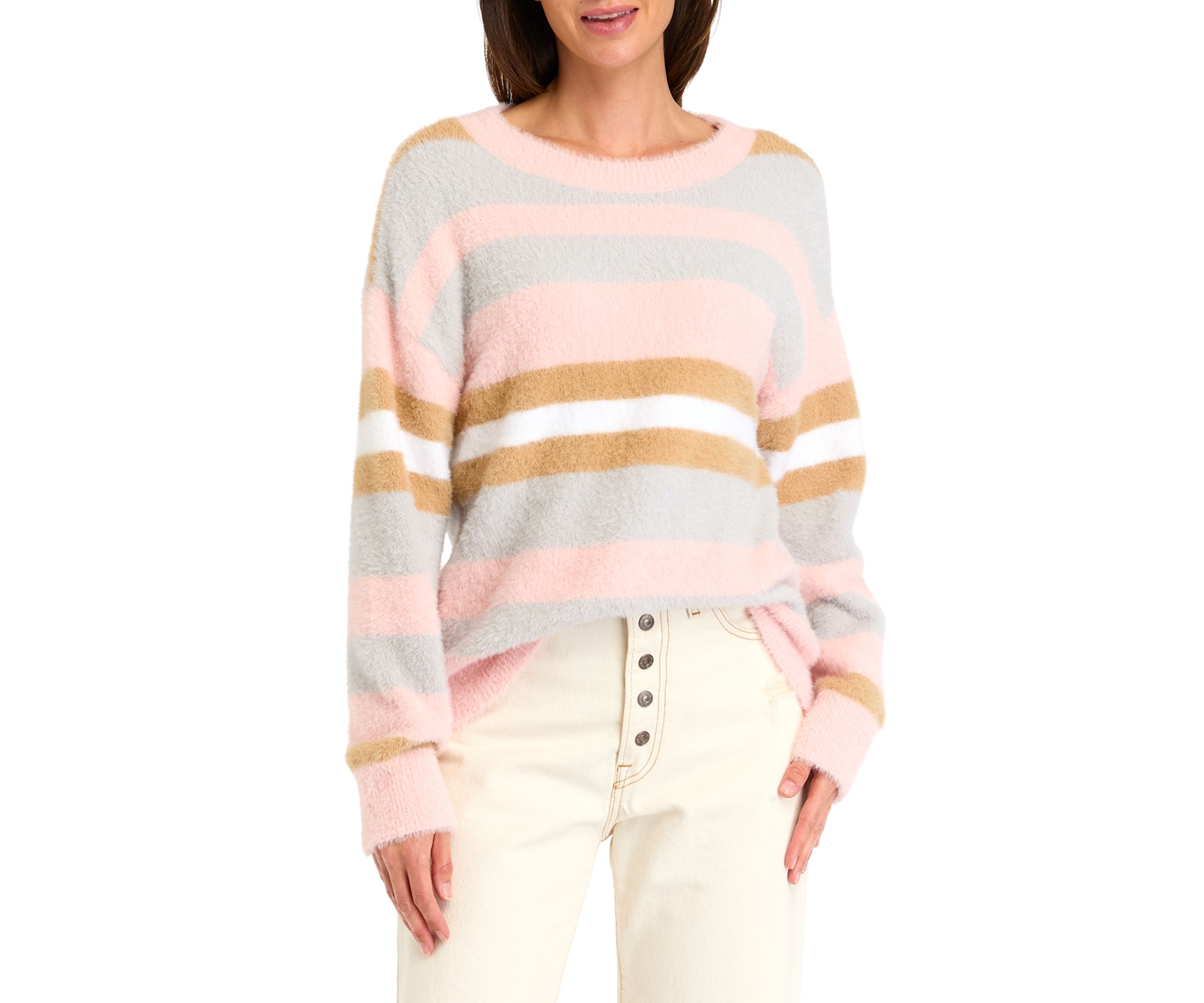 Womens Crew Neck Eyelash Sweater