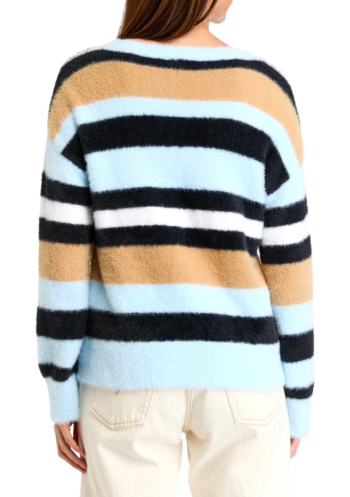 Womens Crew Neck Eyelash Sweater