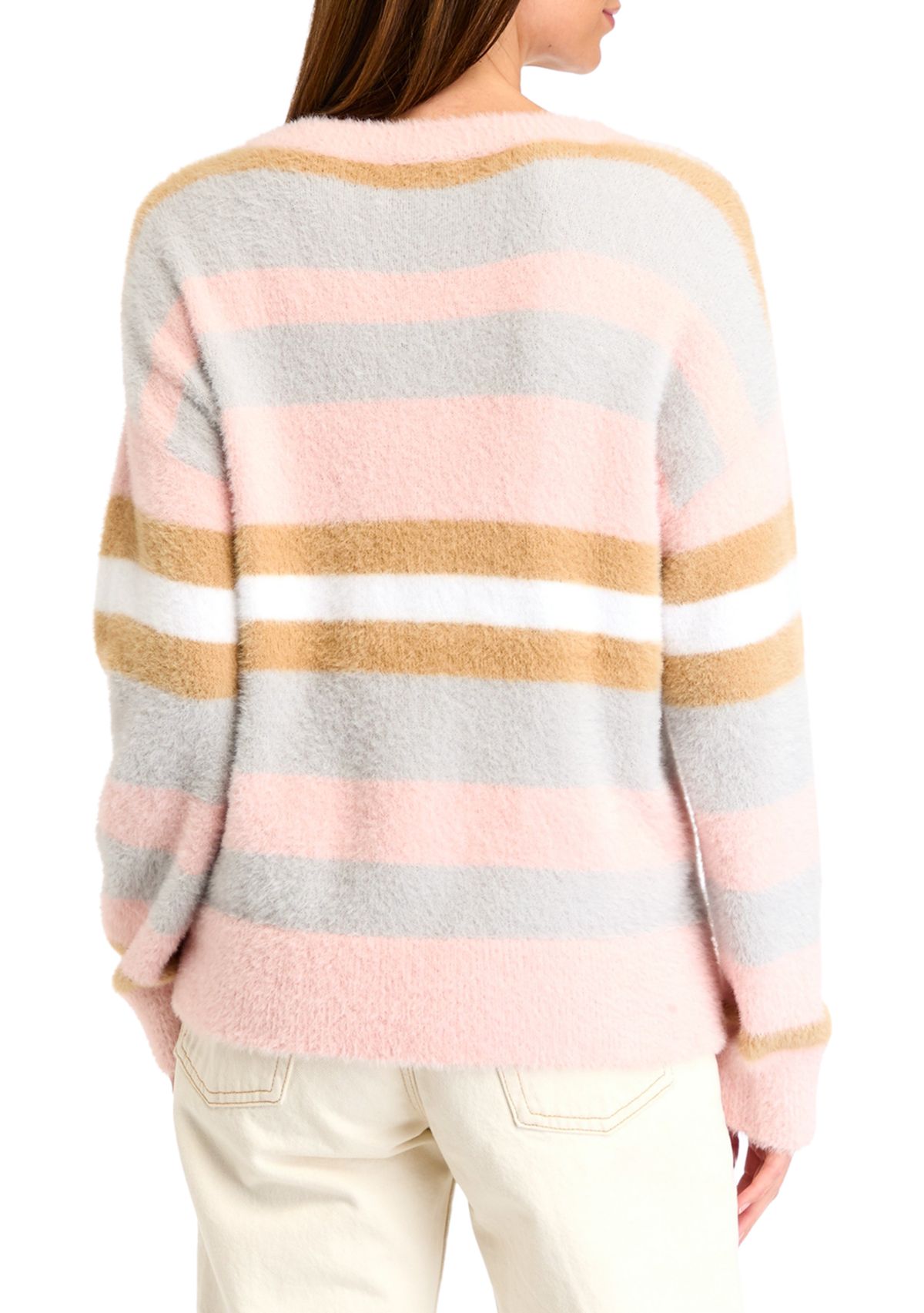 Womens Crew Neck Eyelash Sweater