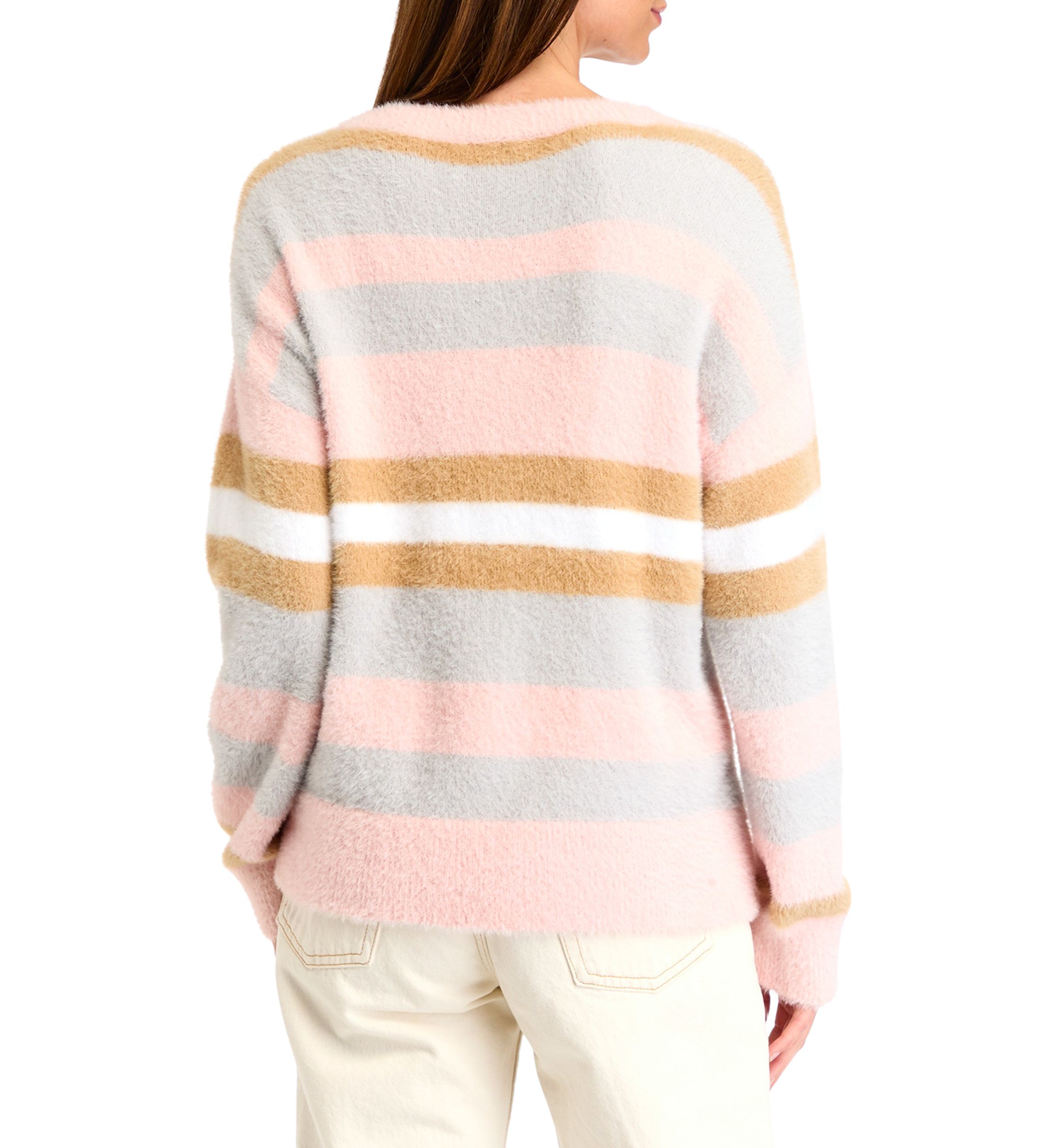 Womens Crew Neck Eyelash Sweater