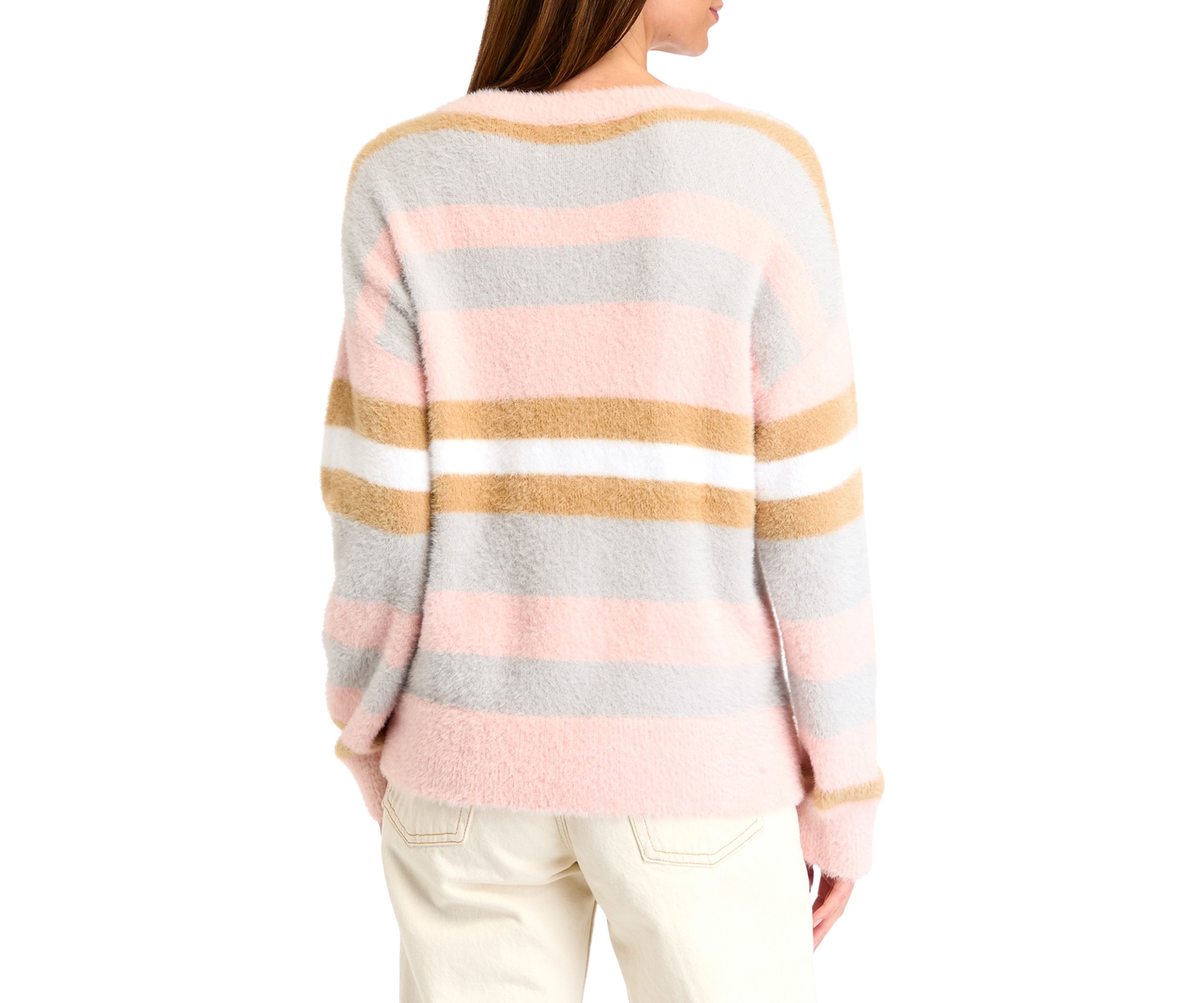 Womens Crew Neck Eyelash Sweater
