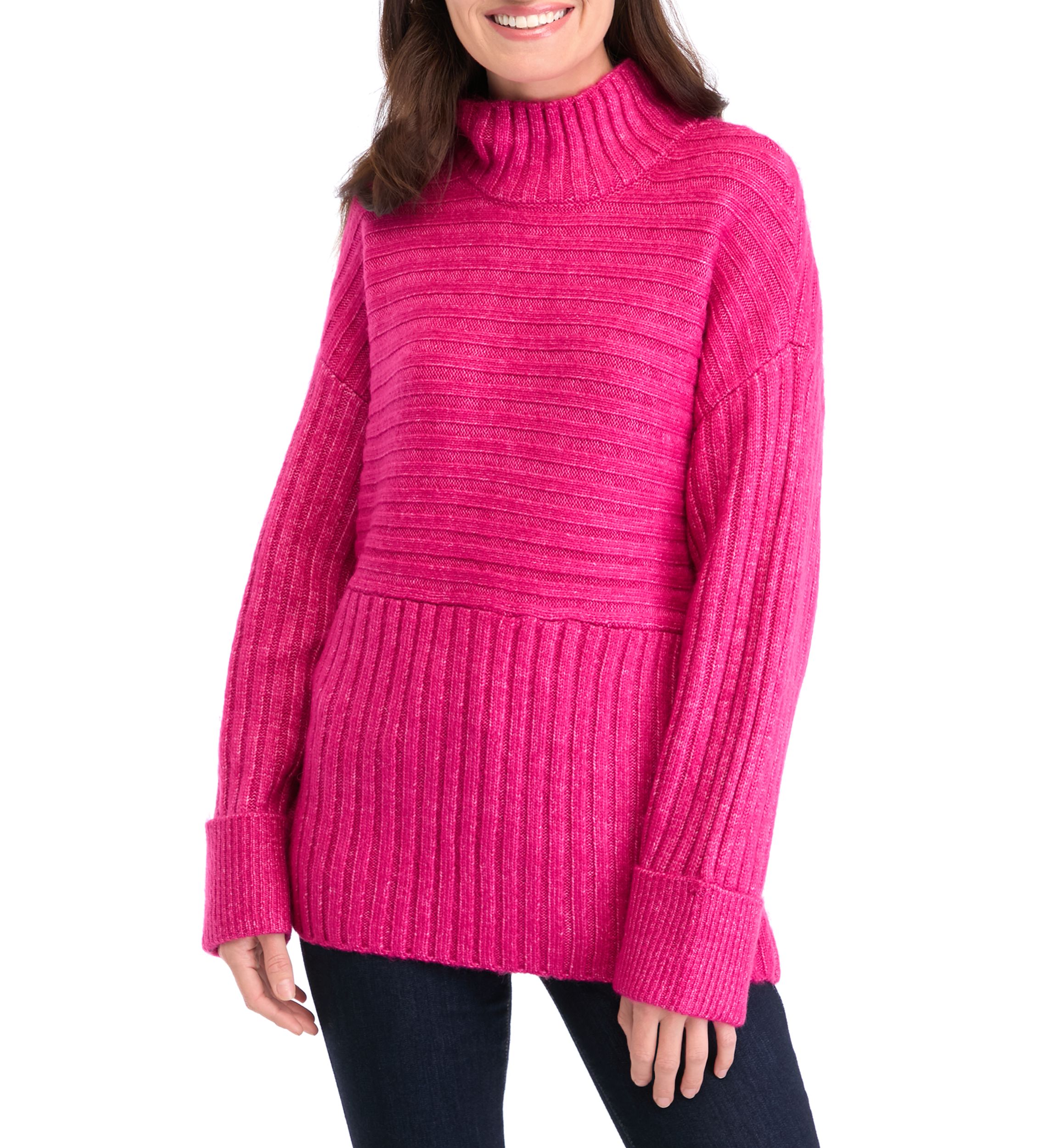 Womens Ribbed Mock Neck Sweater