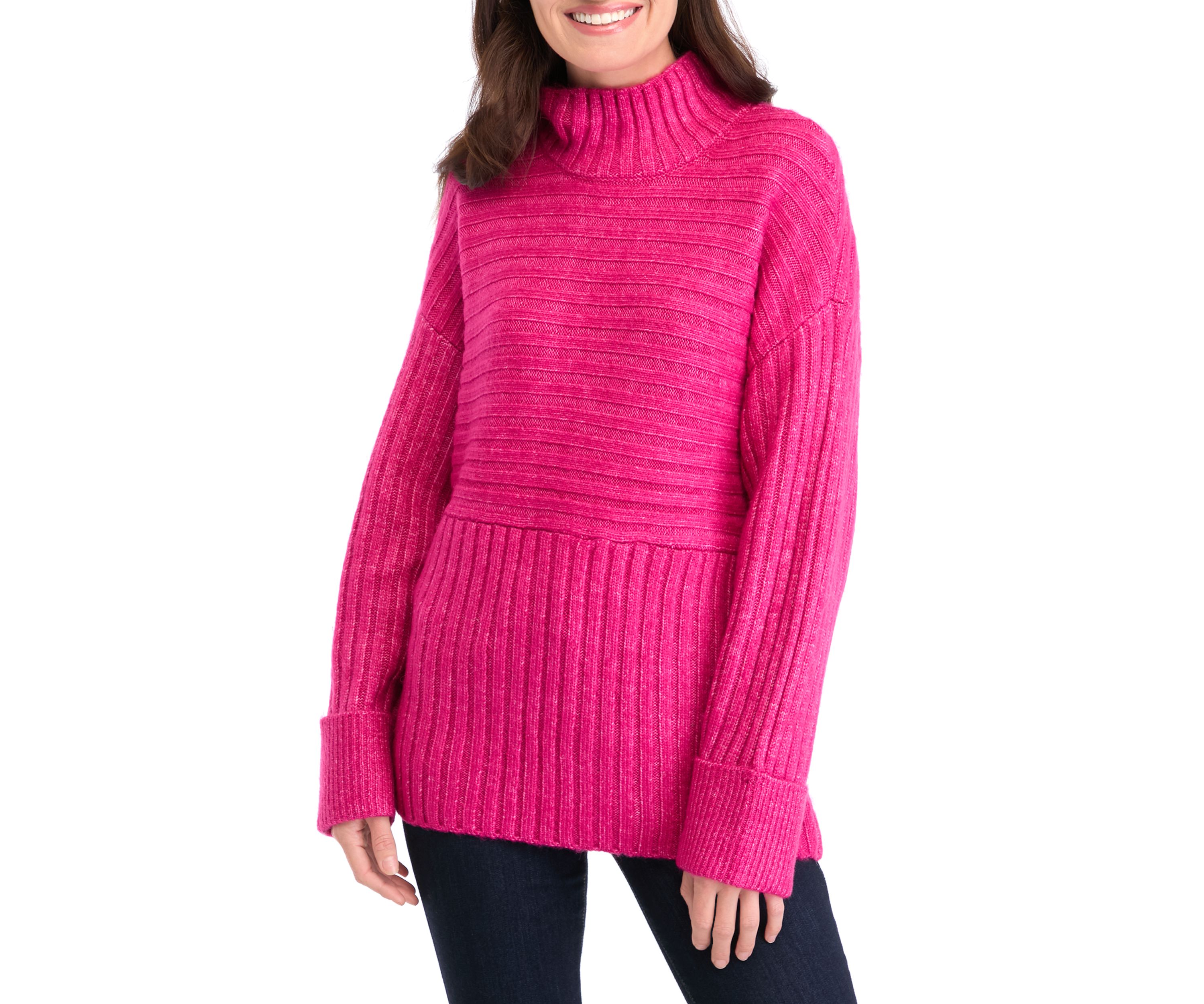 Womens Ribbed Mock Neck Sweater
