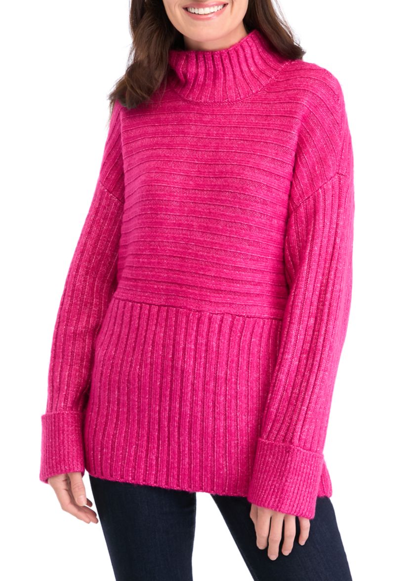Womens Ribbed Mock Neck Sweater