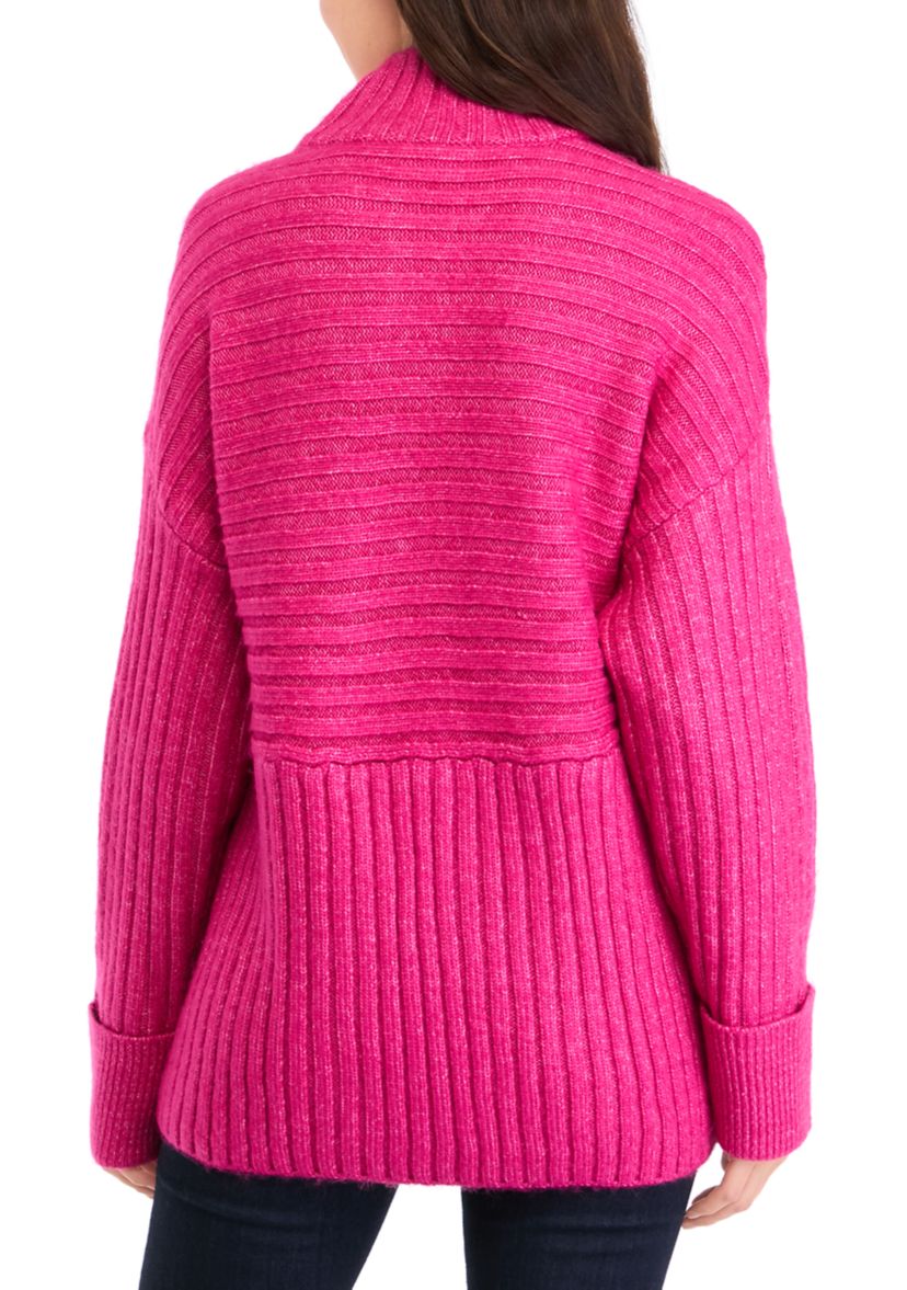 Womens Ribbed Mock Neck Sweater