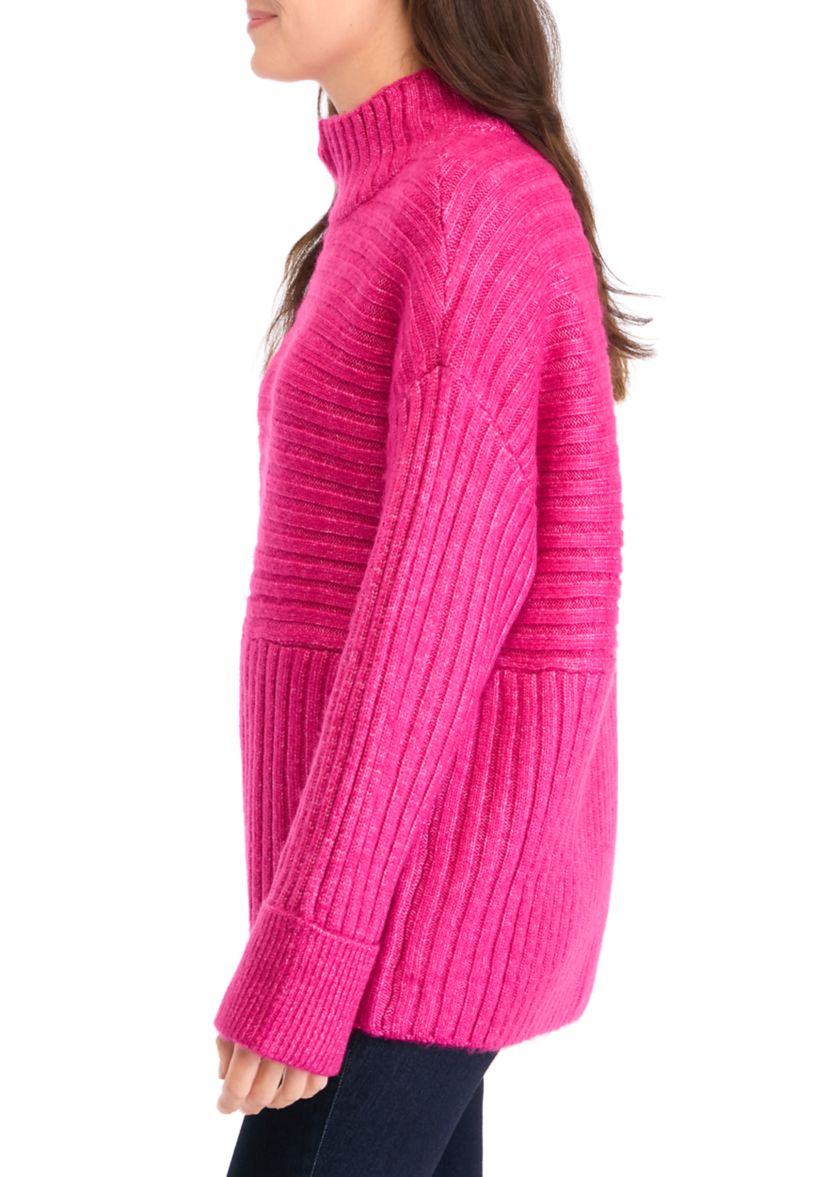 Womens Ribbed Mock Neck Sweater