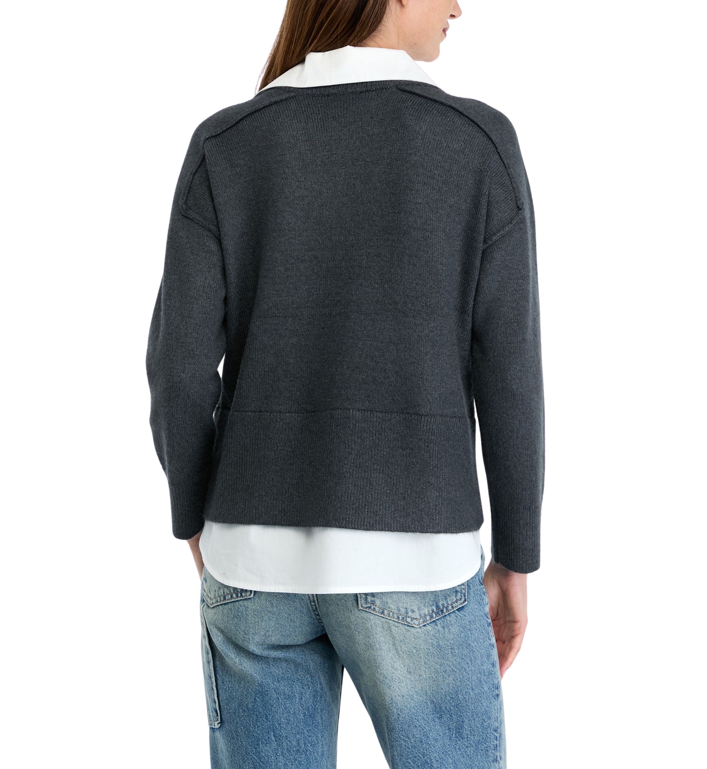 Petite V-Neck 2fer Sweater