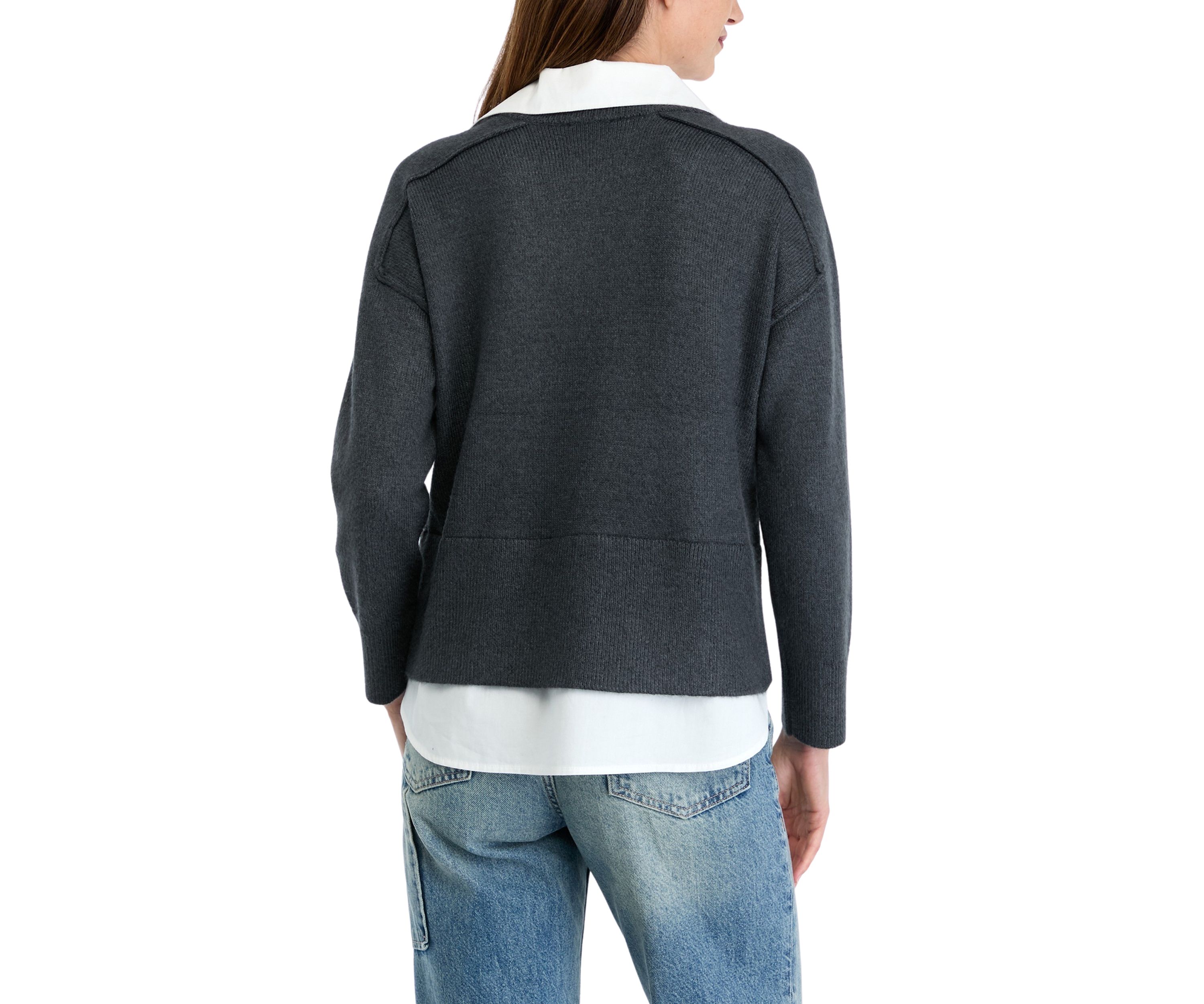 Petite V-Neck 2fer Sweater