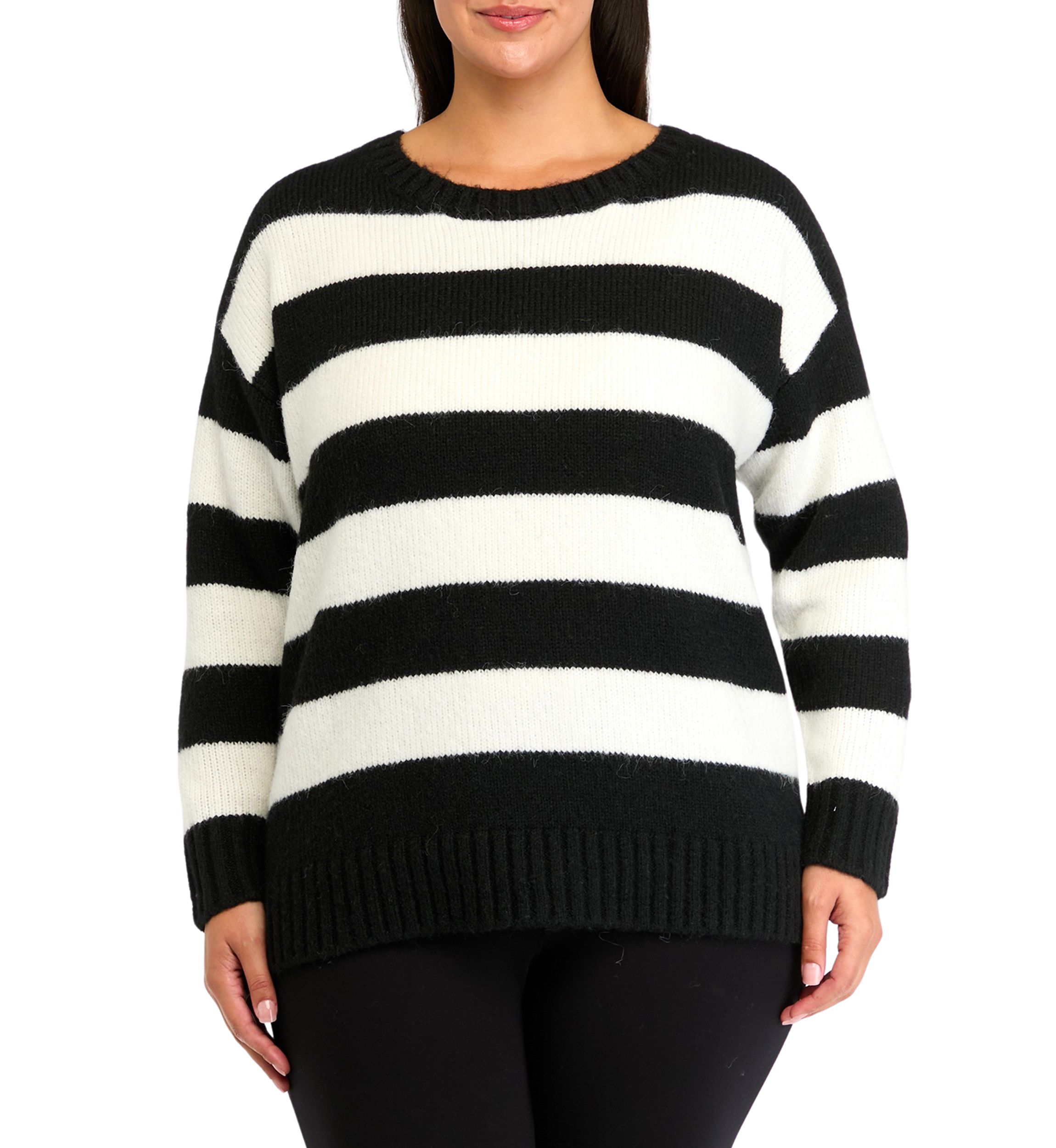 Plus Size Bold Striped Sweater