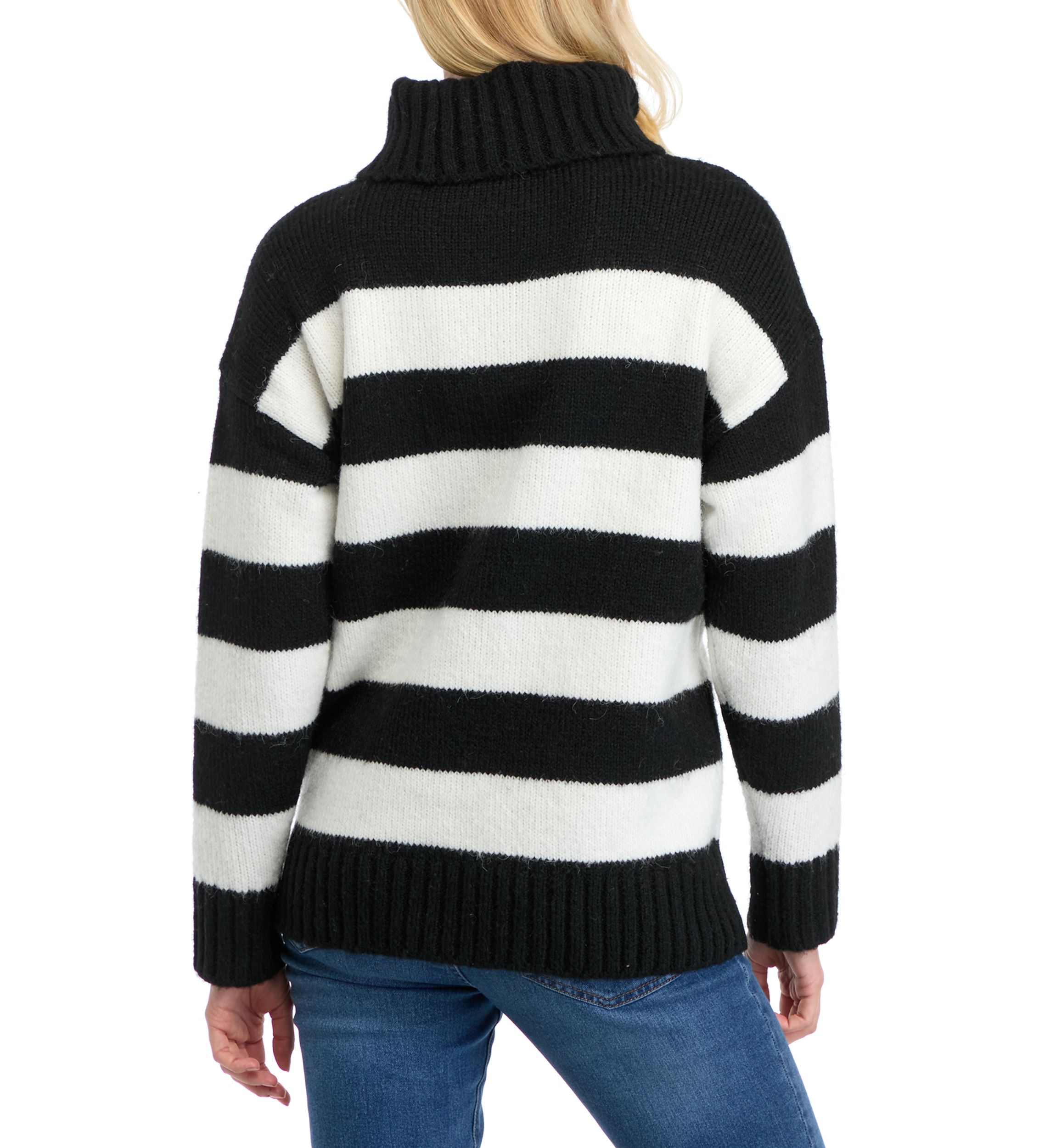 Womens Bold Stripe Turtleneck Sweater 