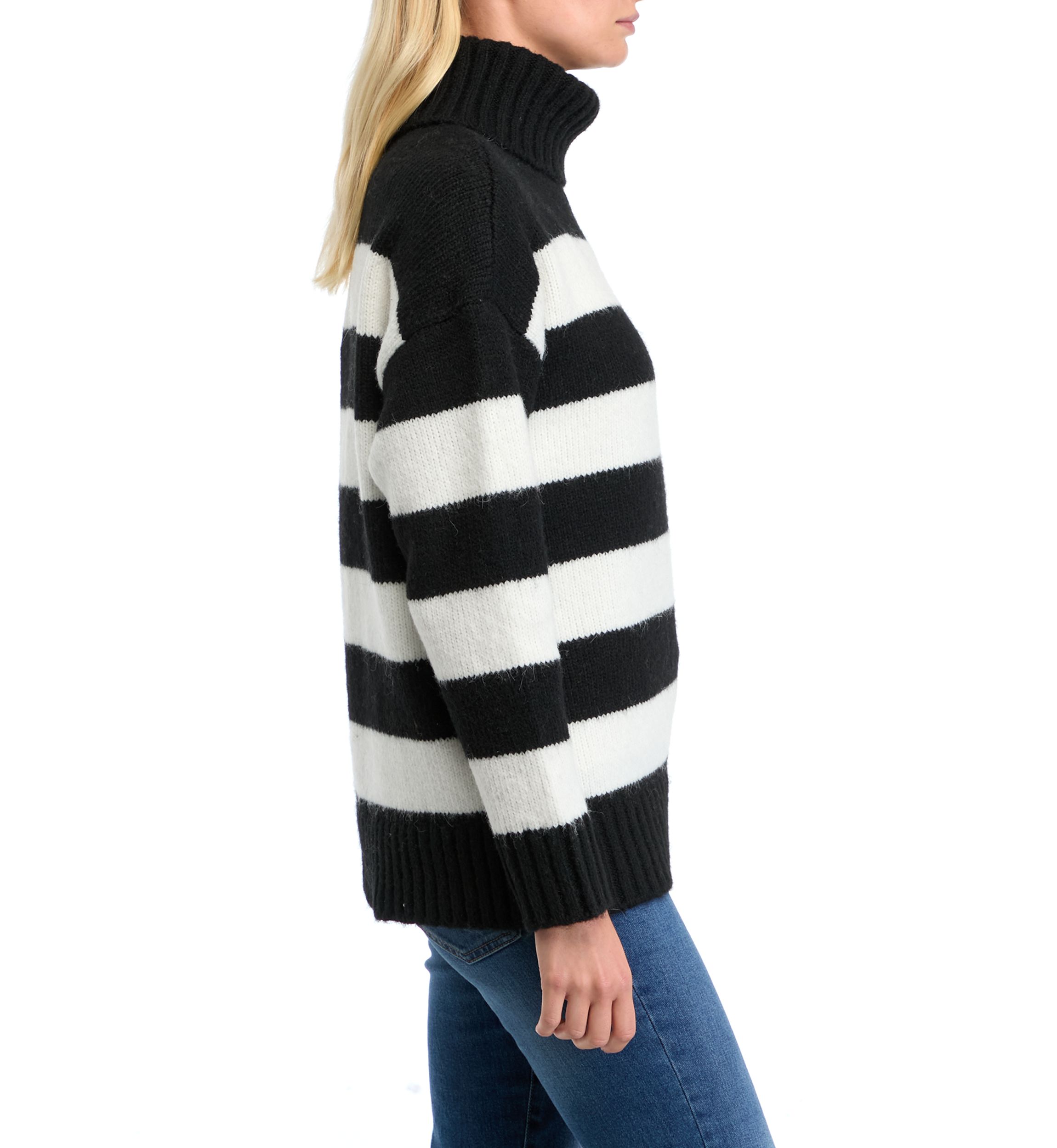 Womens Bold Stripe Turtleneck Sweater 