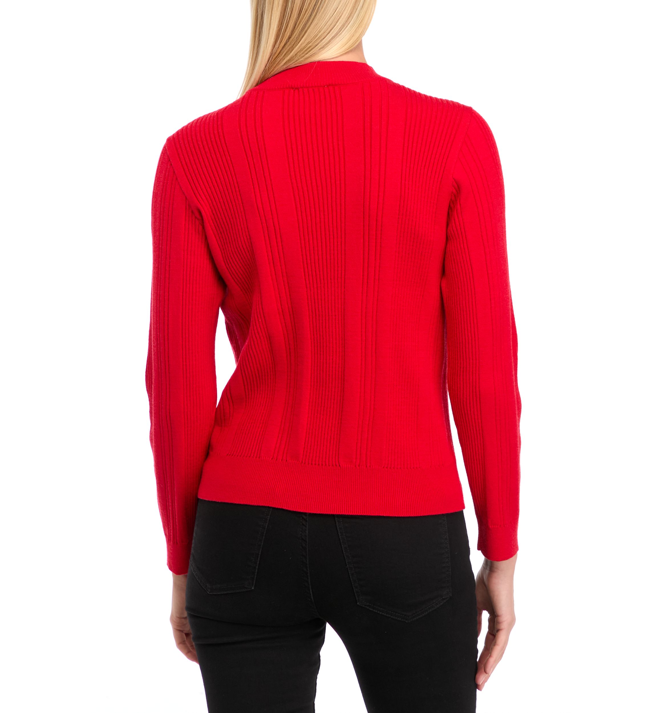 Petite Long Sleeve Ribbed Mock Neck Pullover