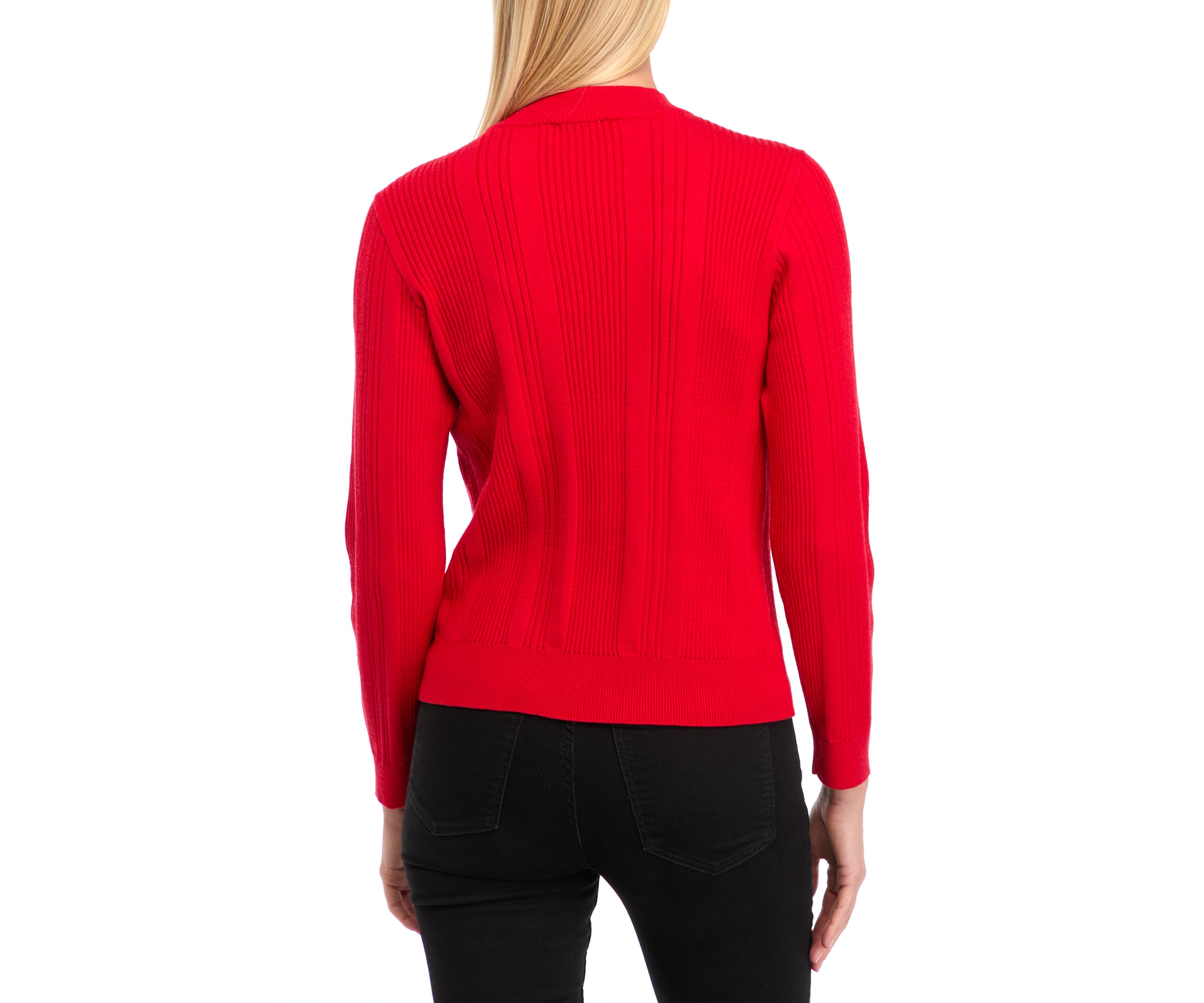 Petite Long Sleeve Ribbed Mock Neck Pullover