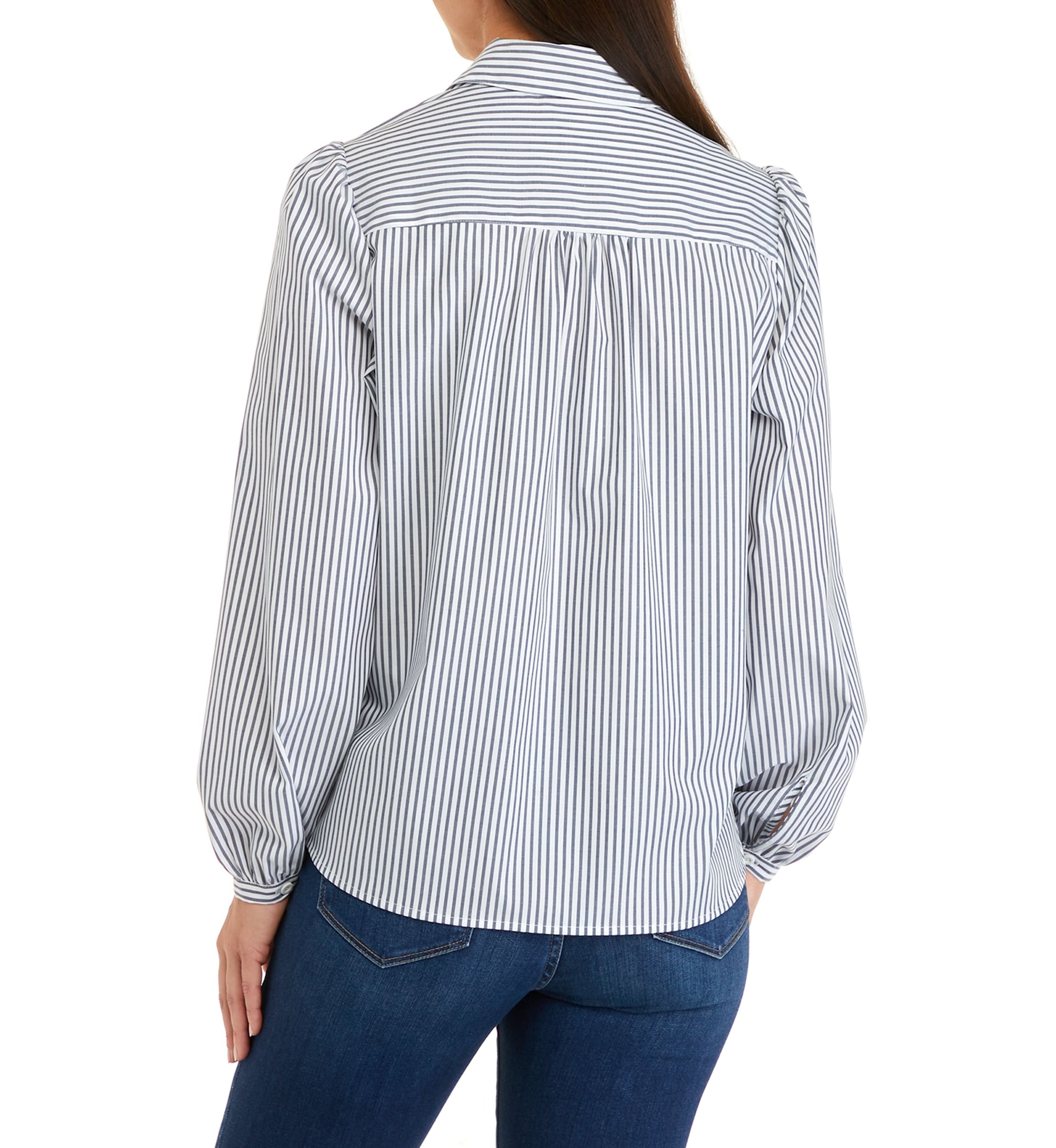 Womens Long Sleeve Button Front Puff Shirt