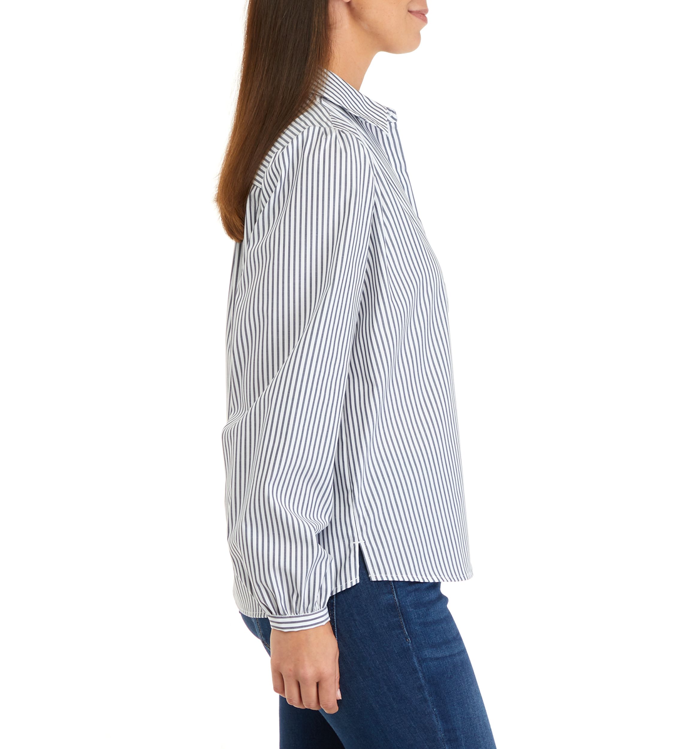 Womens Long Sleeve Button Front Puff Shirt