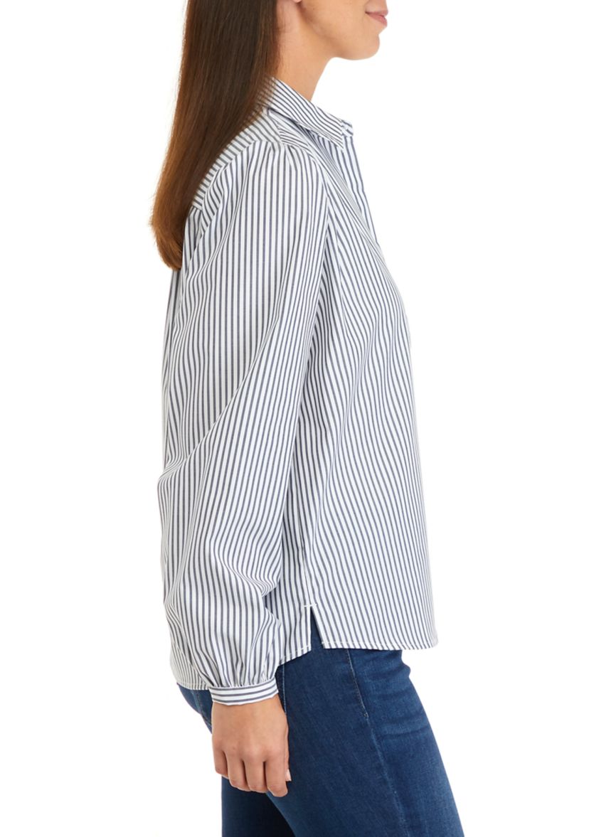 Womens Long Sleeve Button Front Puff Shirt