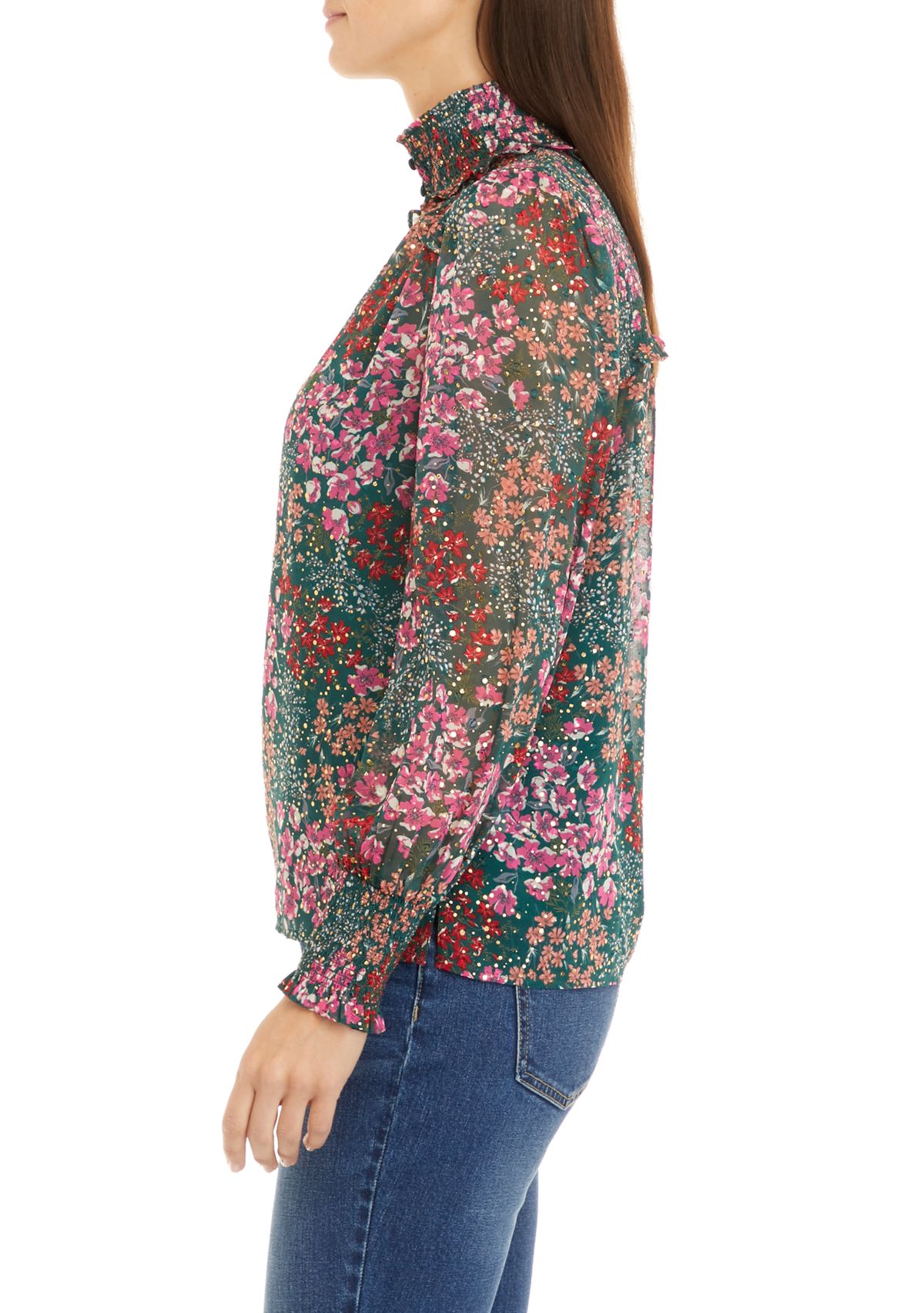 Womens Long Sleeve Smock Neck Top