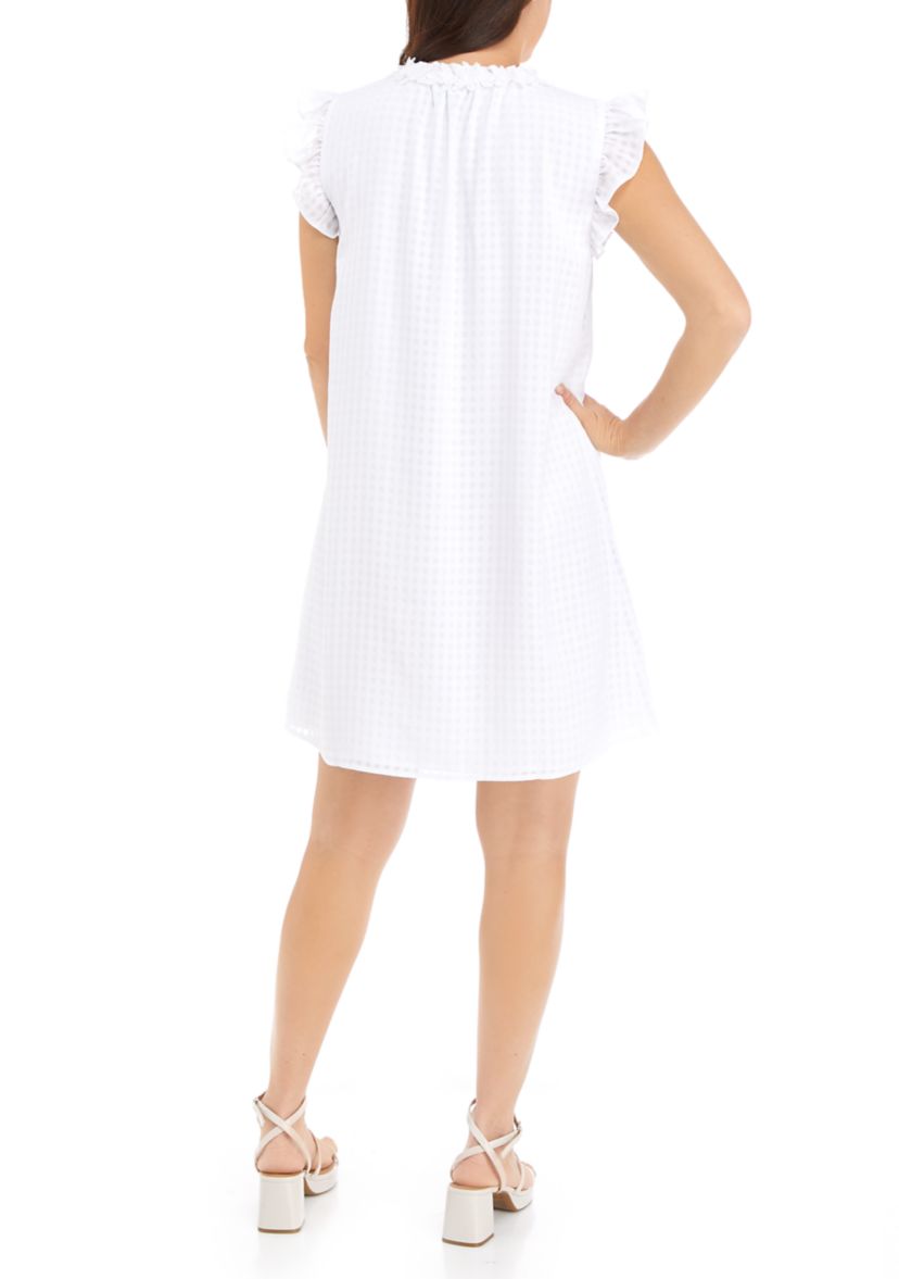Womens Flutter Sleeve Floral Trim Dress