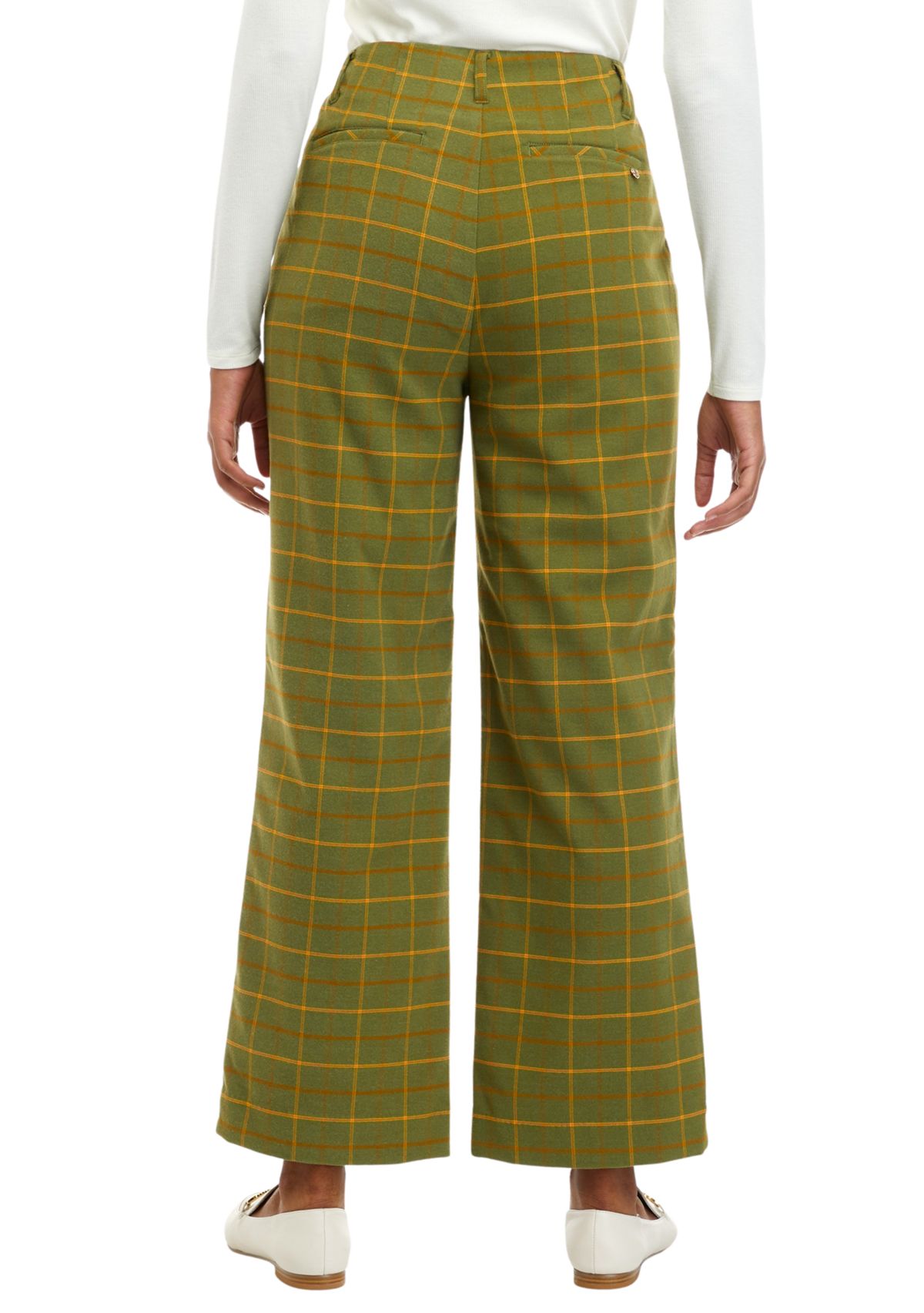 Womens Plaid Slim Wide Leg Pants								