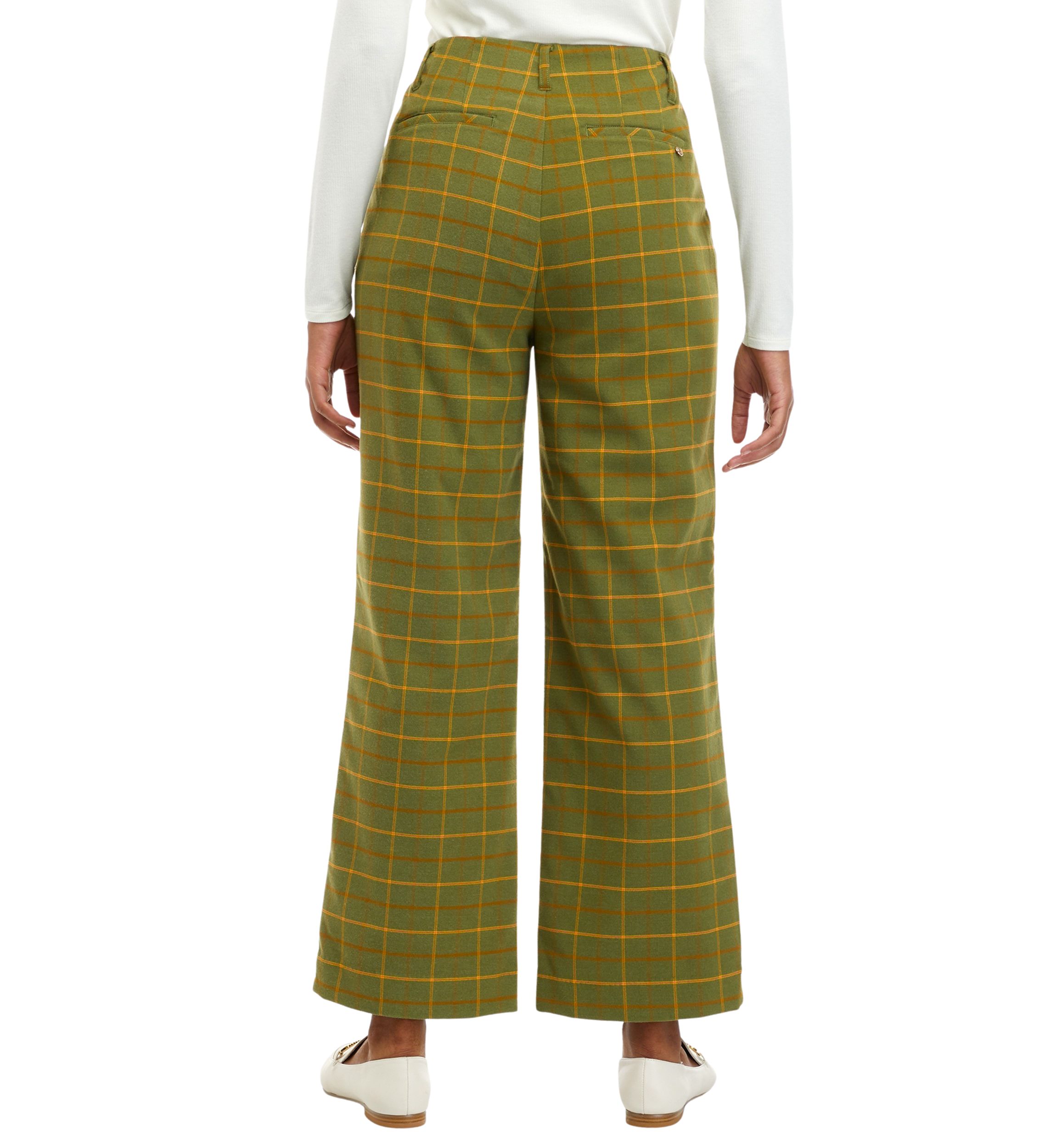 Womens Plaid Slim Wide Leg Pants								