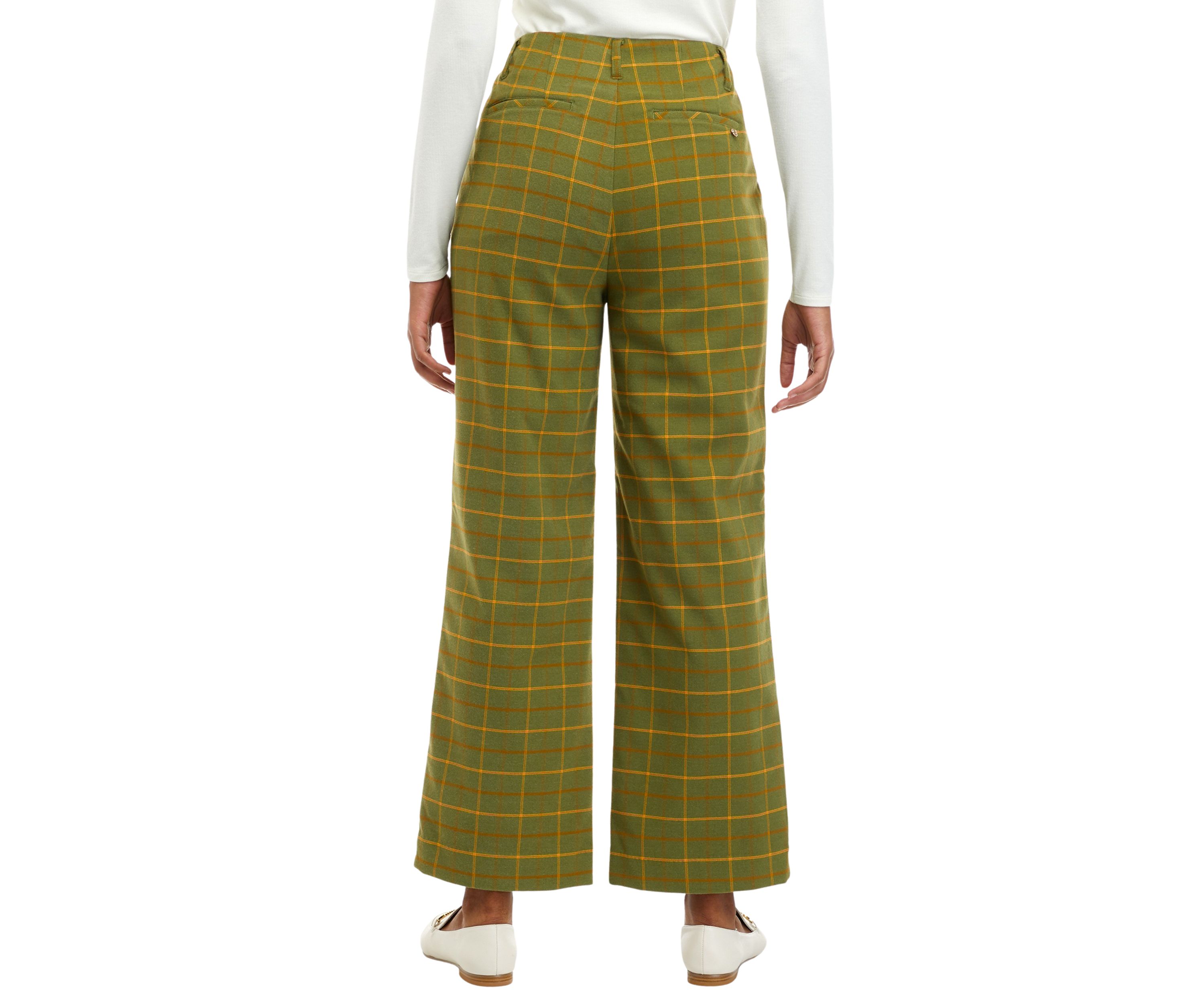 Womens Plaid Slim Wide Leg Pants								