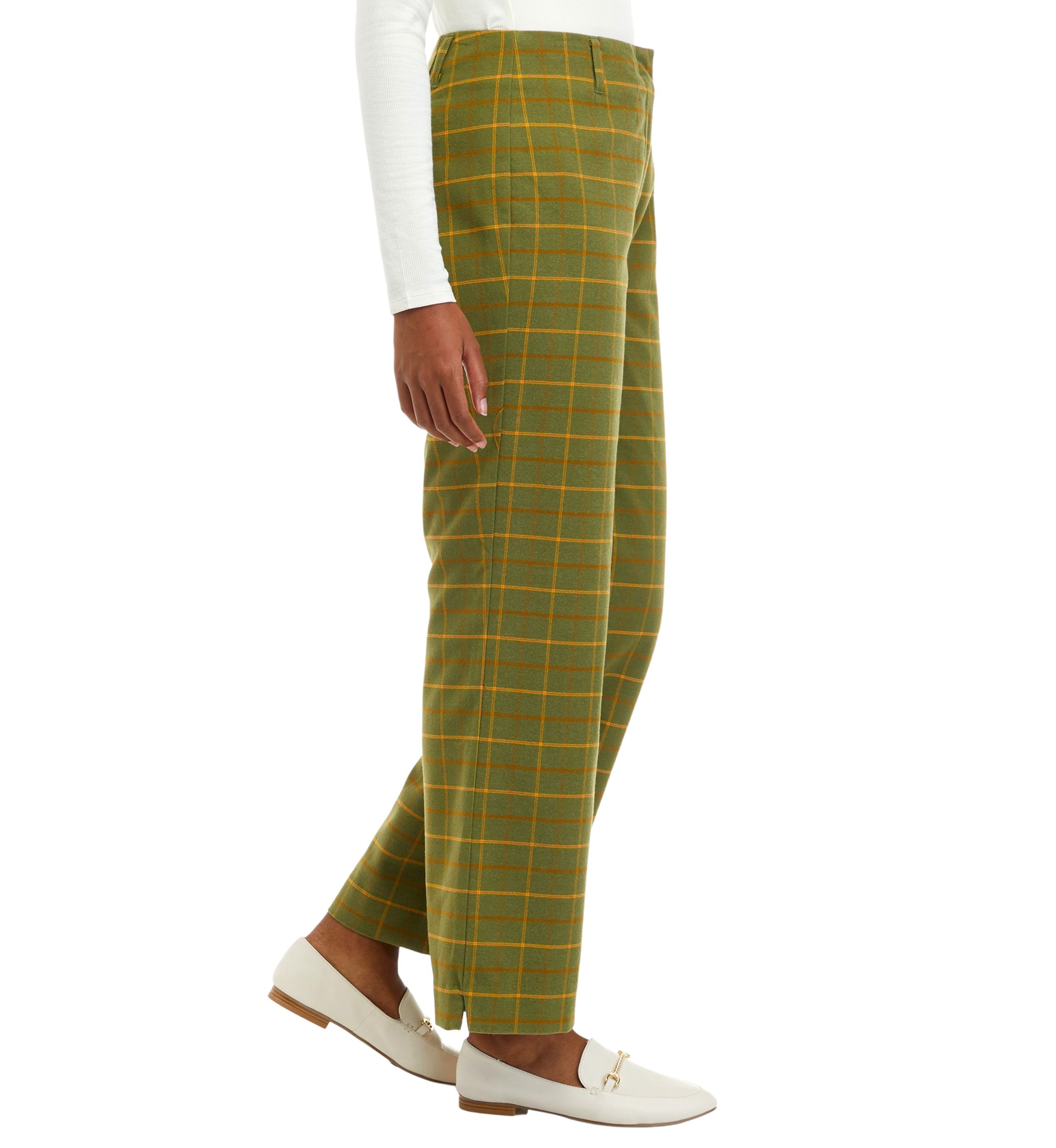 Womens Plaid Slim Wide Leg Pants								