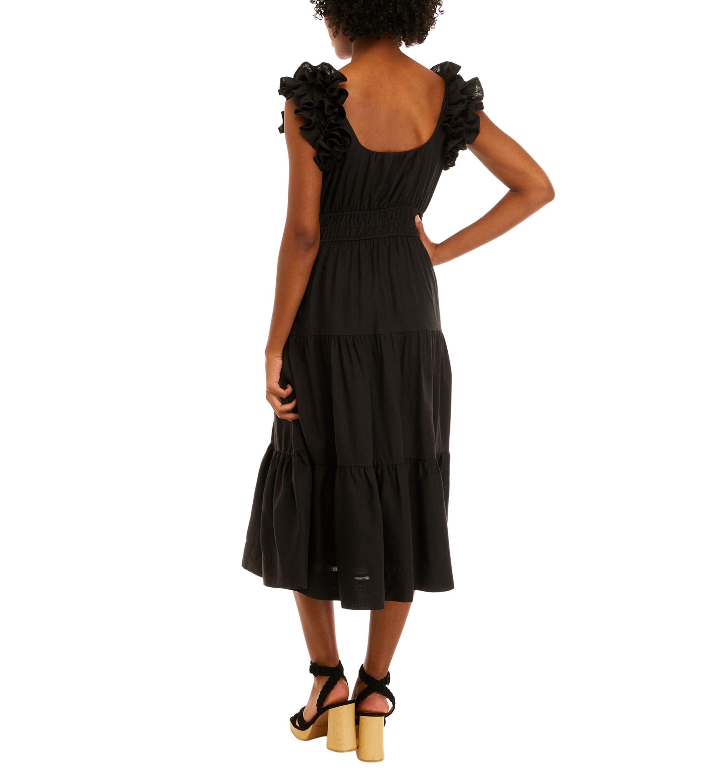 Womens Ruffle Sleeve Midi Dress