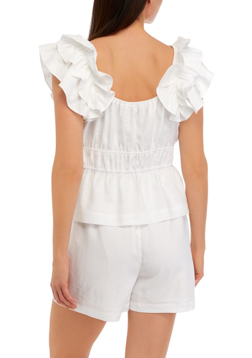 Womens Sleeveless Ruffle Tank Top