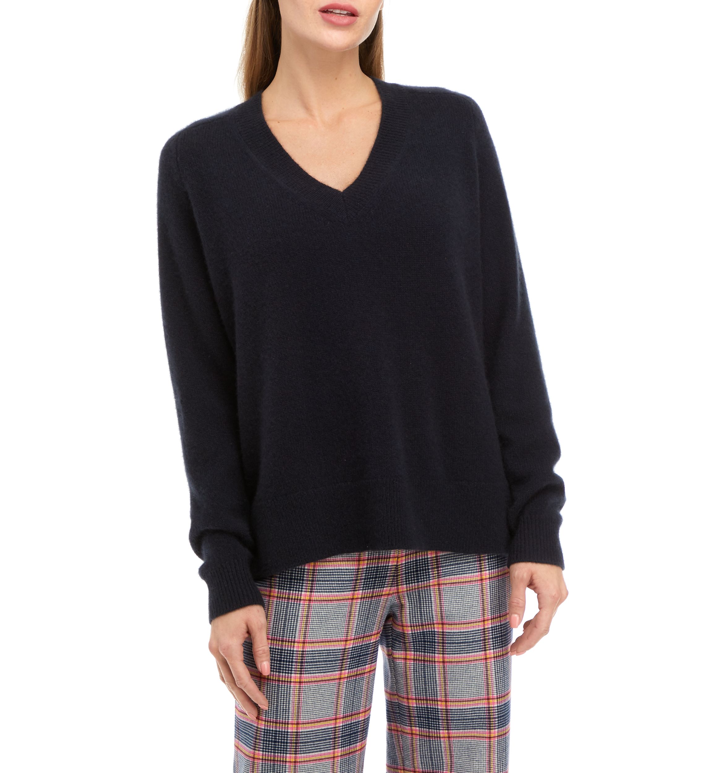 Womens Long Sleeve V-Neck Cashmere Sweater