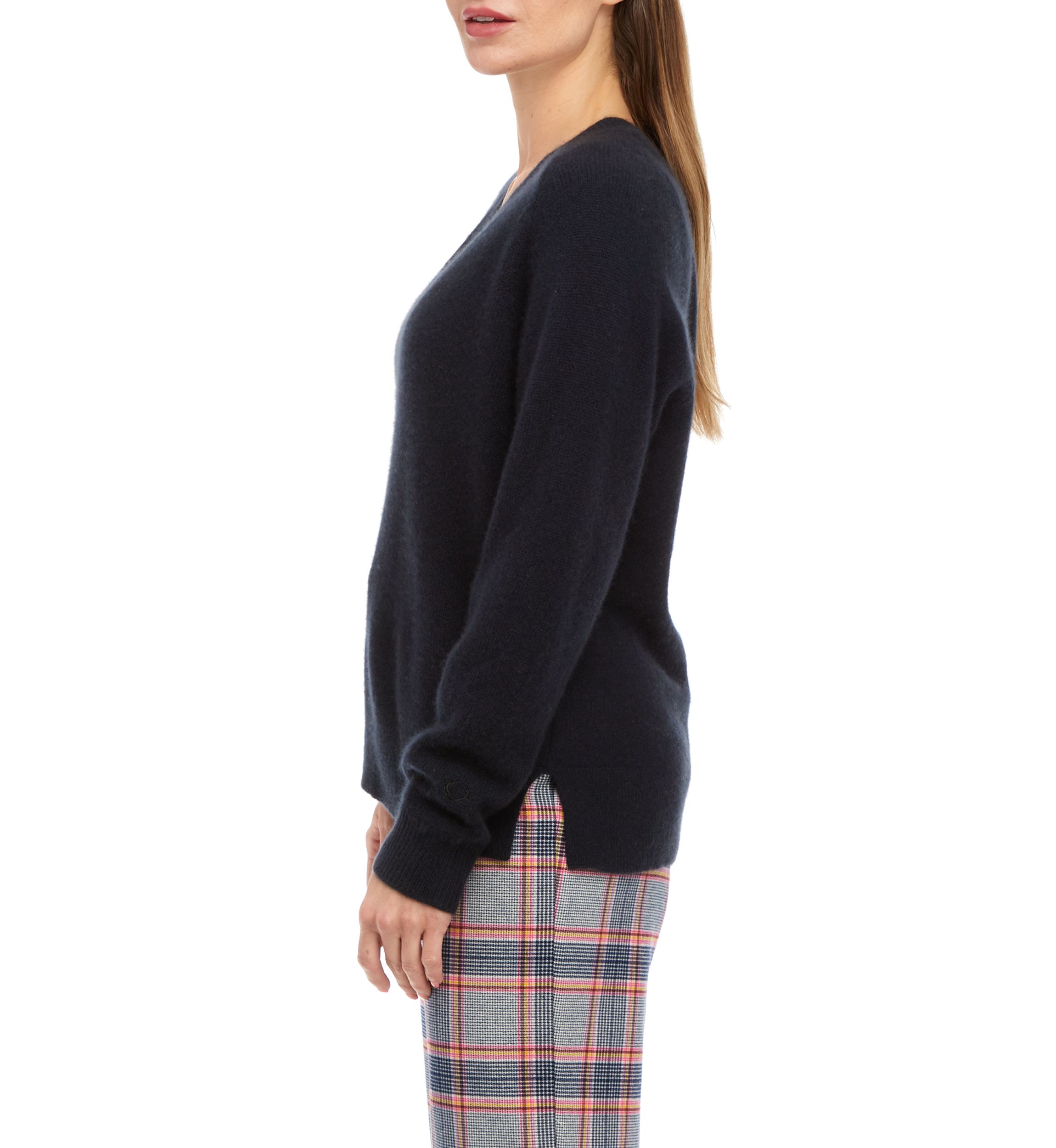 Womens Long Sleeve V-Neck Cashmere Sweater