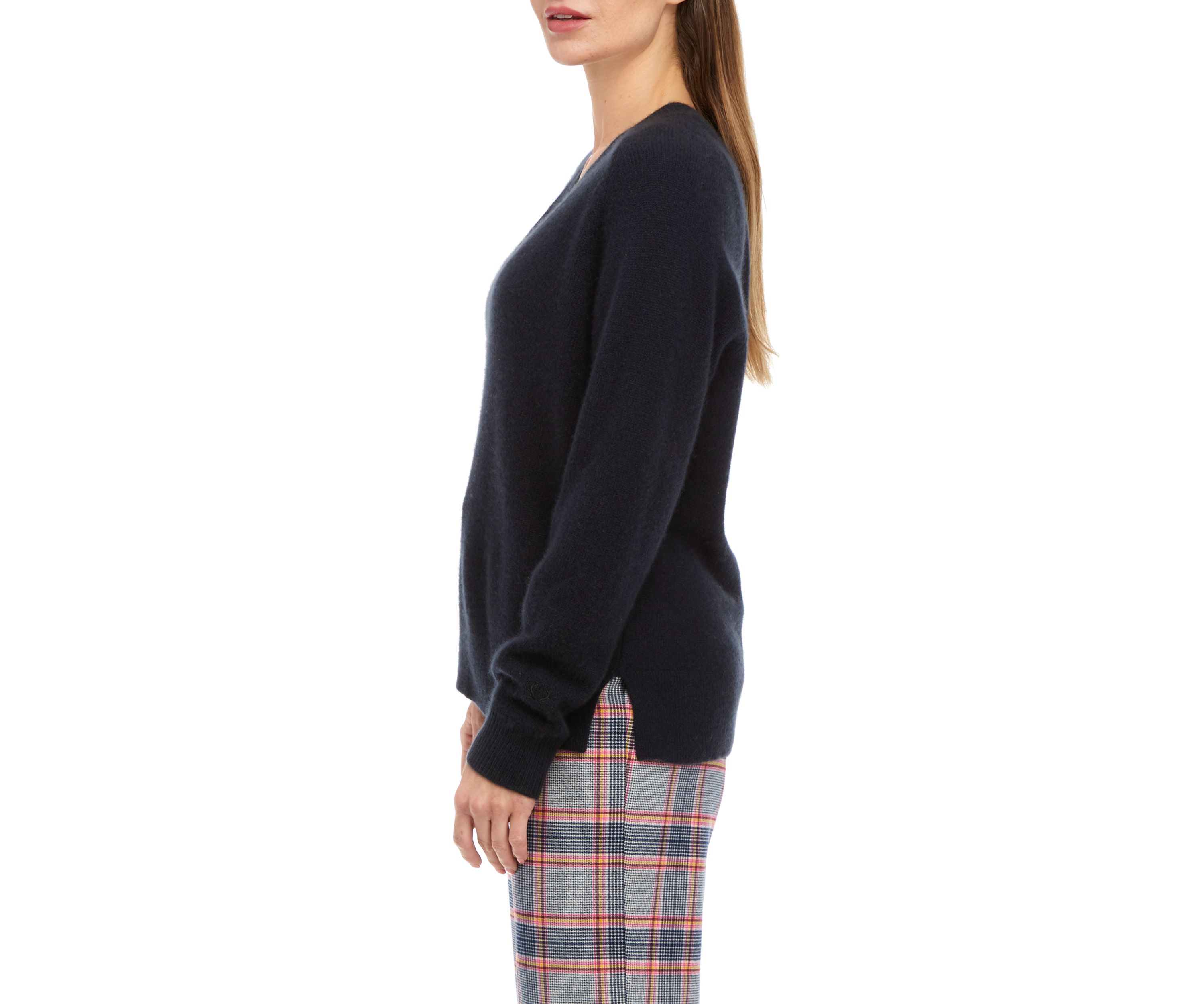 Womens Long Sleeve V-Neck Cashmere Sweater