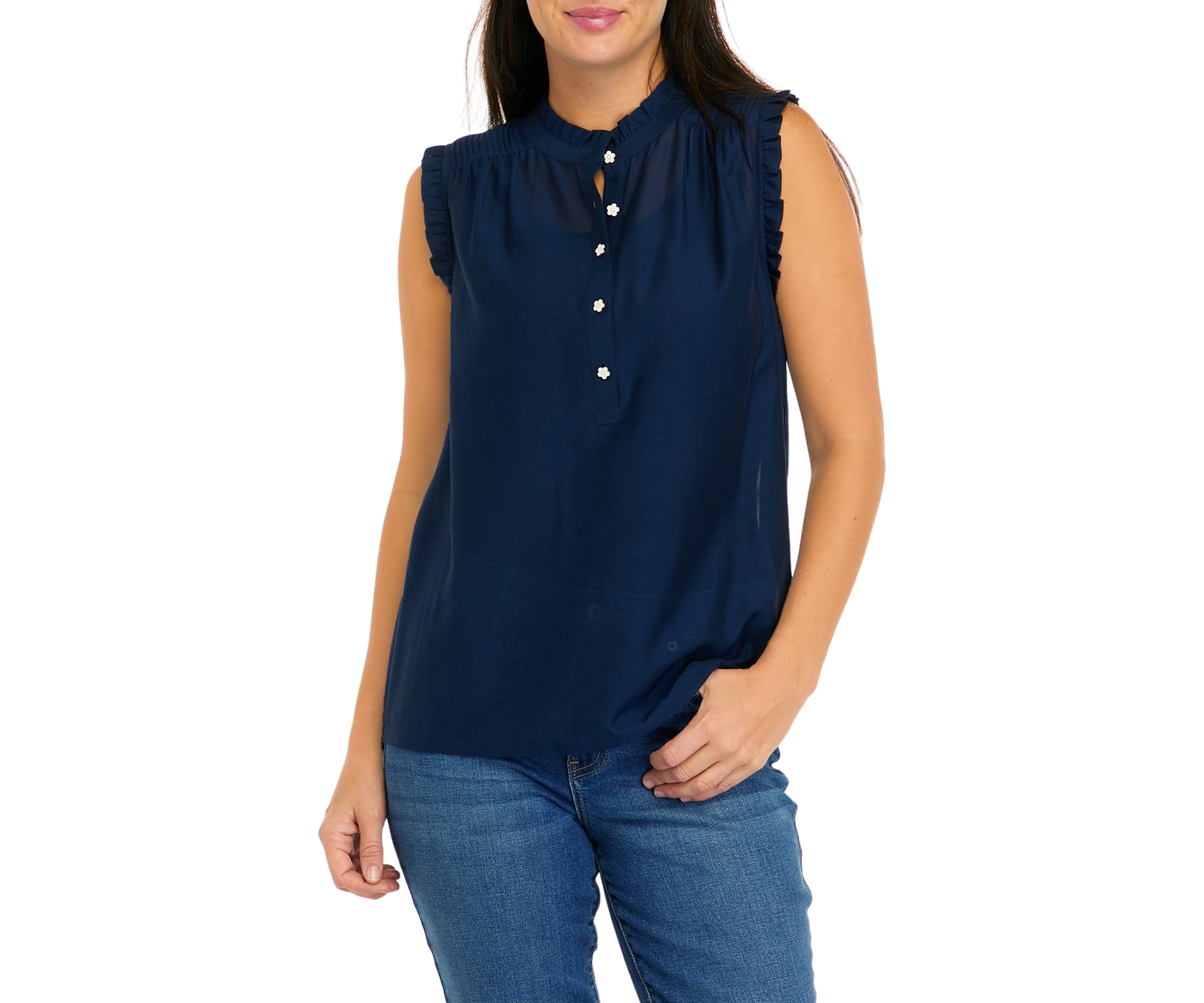 Womens Sleeveless Ruffle Tank Top