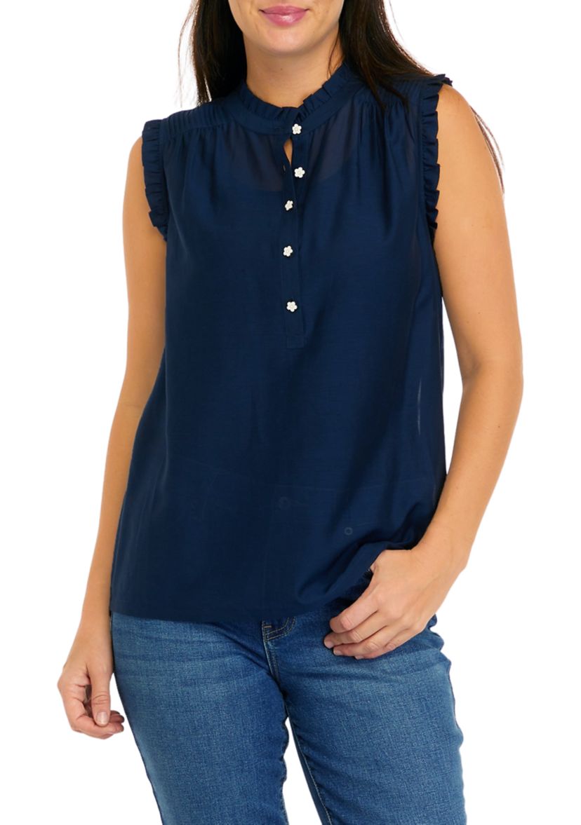 Womens Sleeveless Ruffle Tank Top