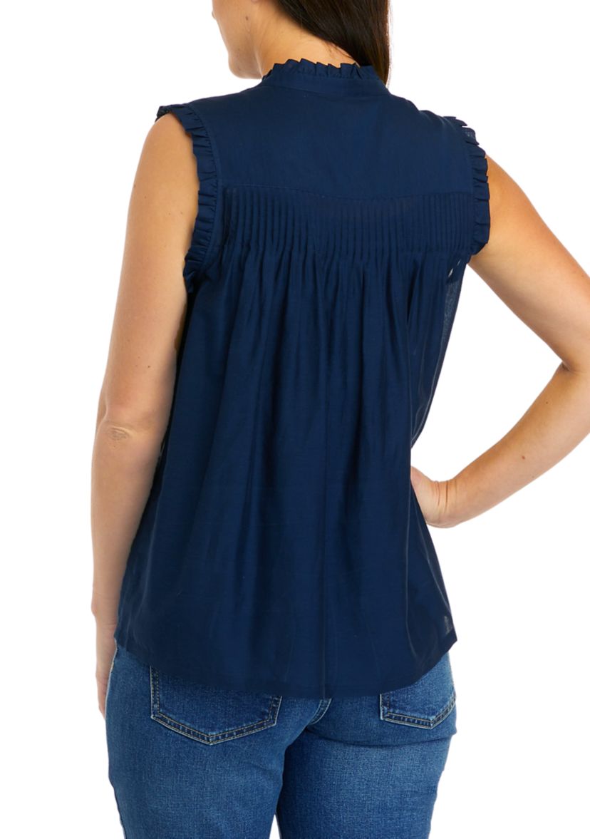 Womens Sleeveless Ruffle Tank Top