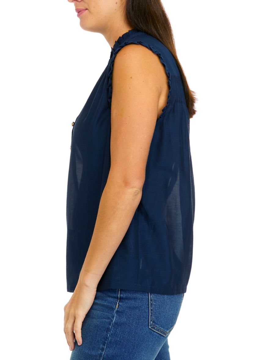 Womens Sleeveless Ruffle Tank Top
