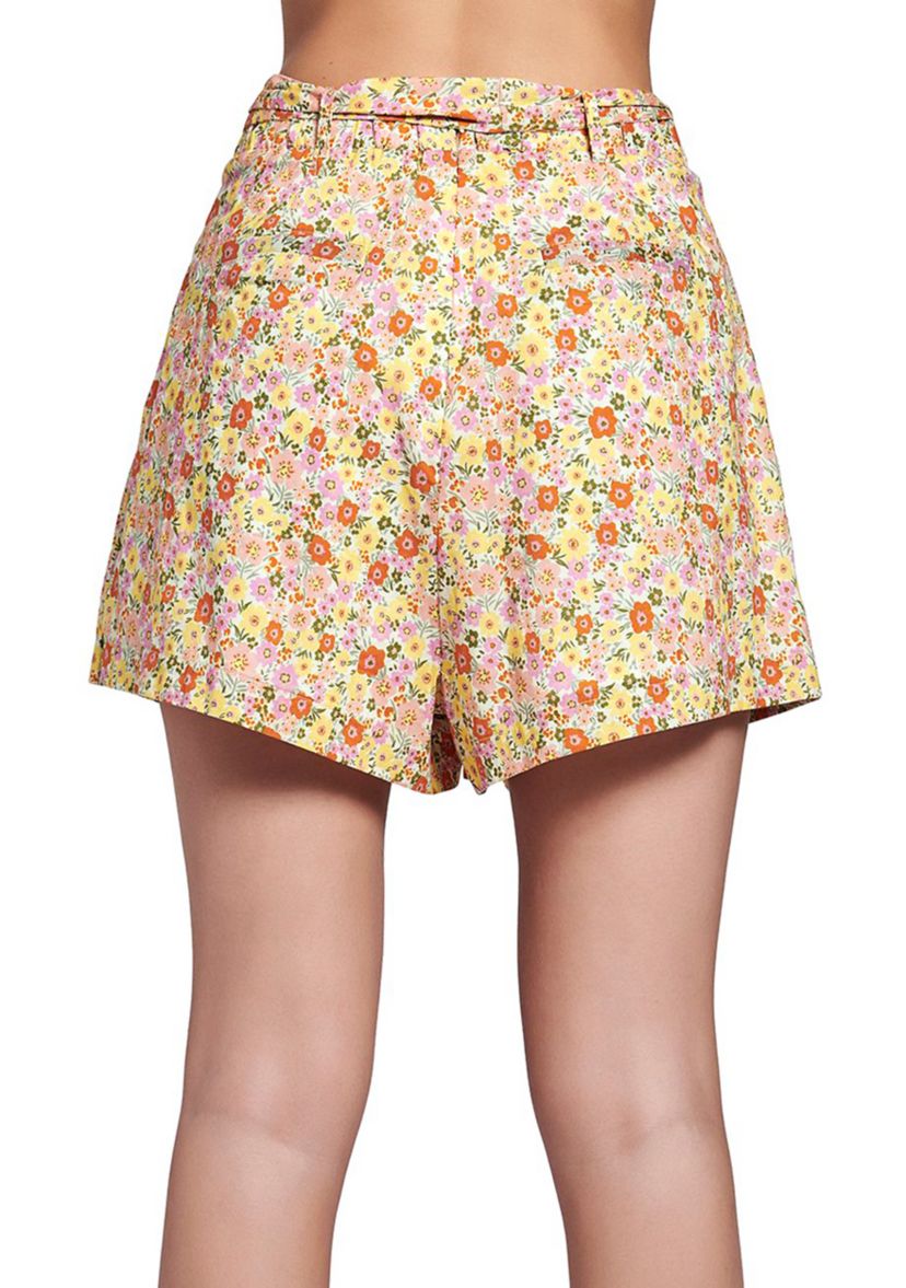 Womens Floral Belted Shorts