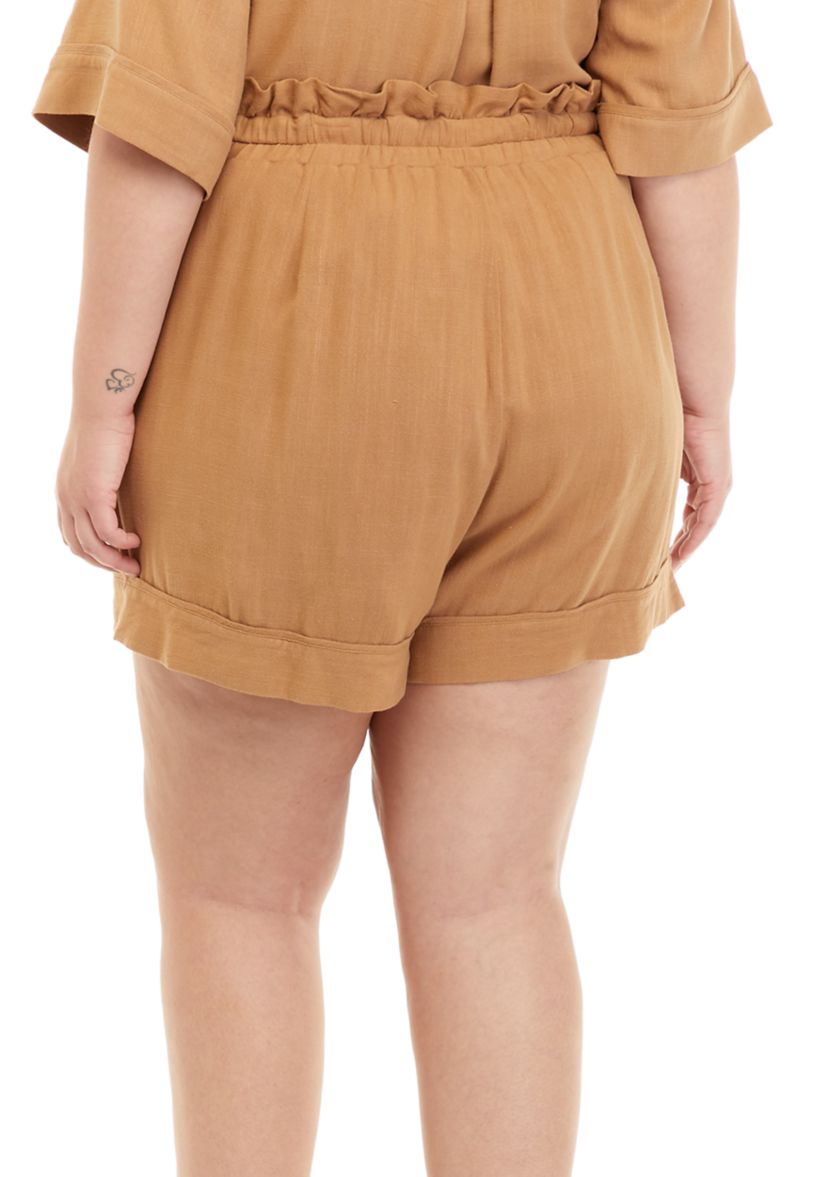 Plus Size Linen Blend Shorts