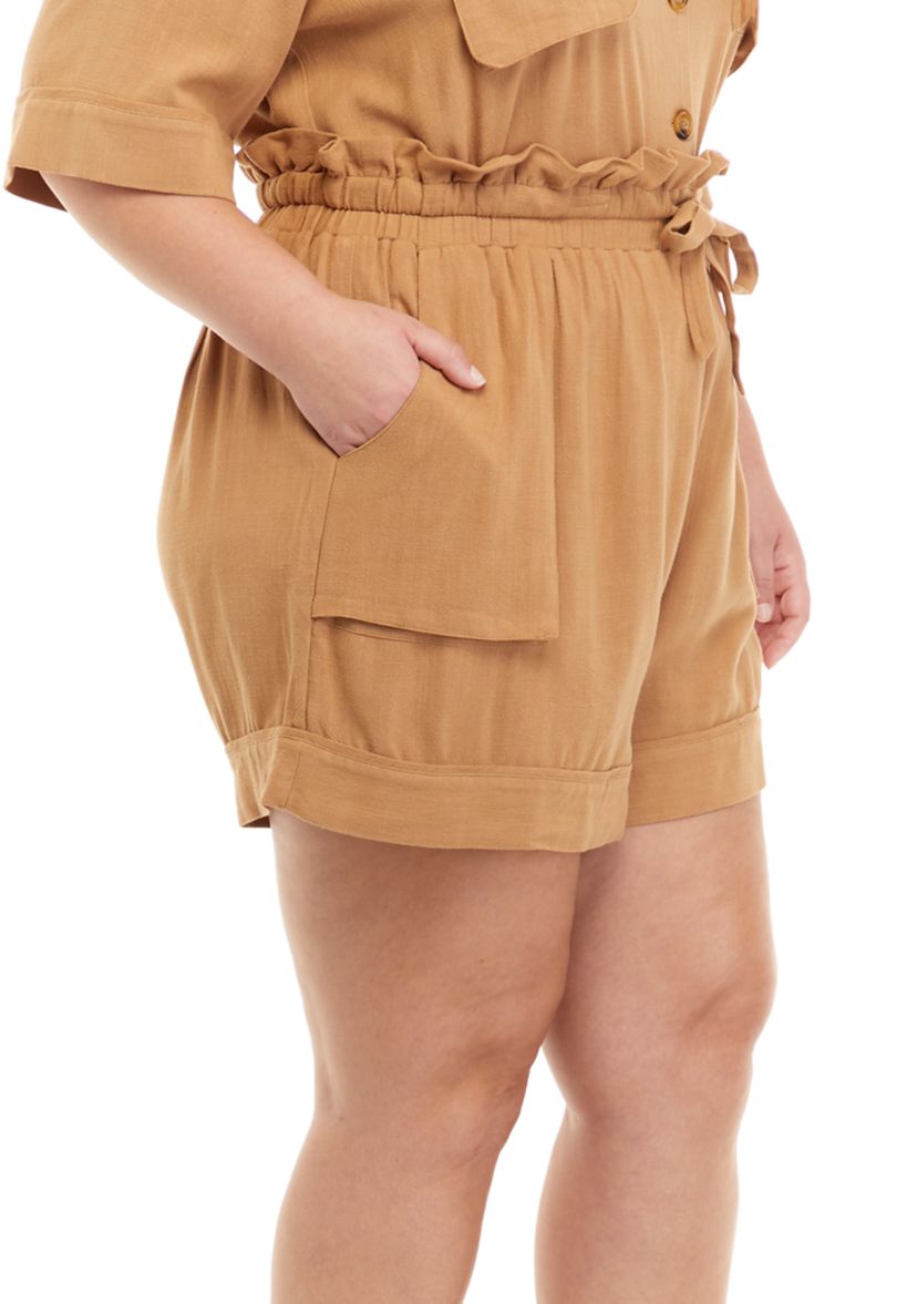 Plus Size Linen Blend Shorts