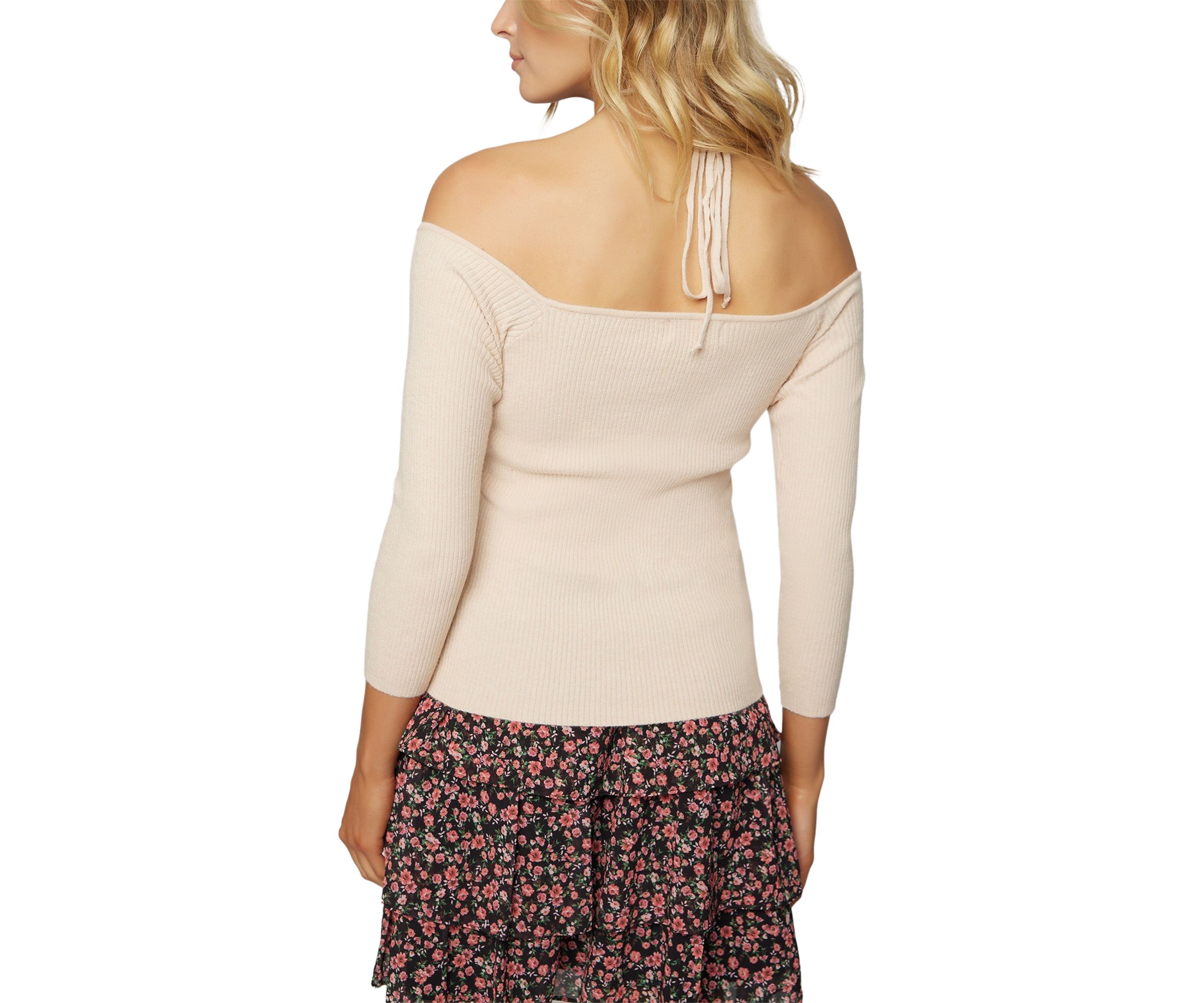 Womens Long Sleeve Sandy Rock Cold Shoulder Sweater