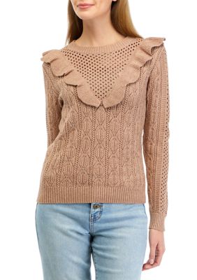 LOST + WANDER Women's Georgia Ruffle Sweater, S/M